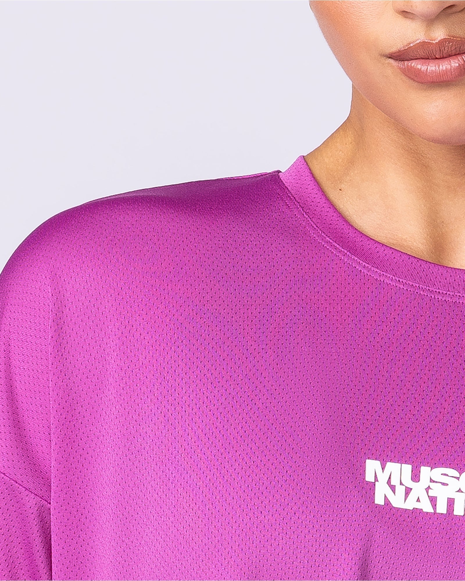 Boxy Training Tee Radiant Orchid - Muscle Nation women's gym tee, view 2