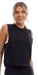 Girl wearing cropped midnight Burleigh Tank with side straps & matching ultra high waist midnight leggings