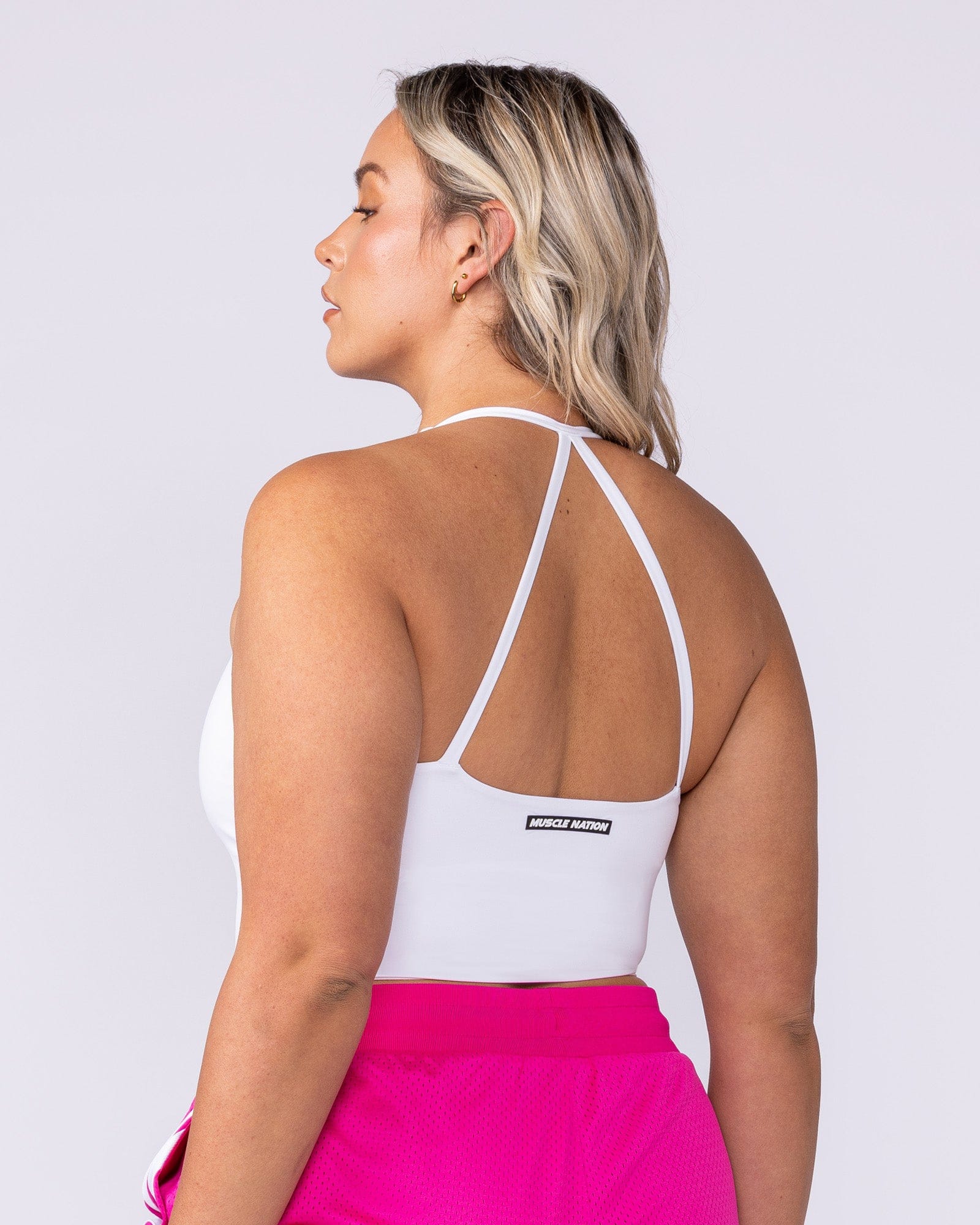 Captivate Bra Tank White - Muscle Nation women's tank top, view 2