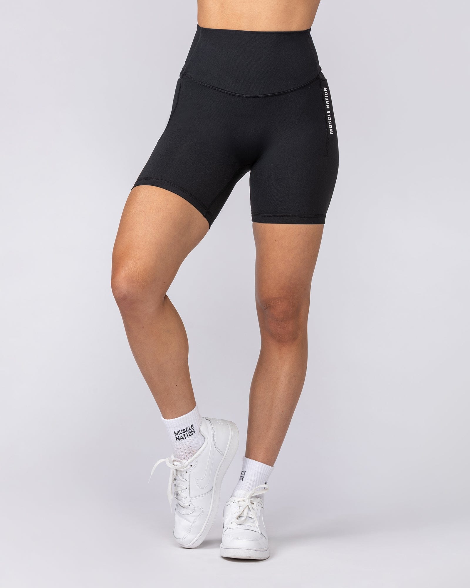 Core Pocket Bike Shorts Black - Muscle Nation women's bike shorts, view 2