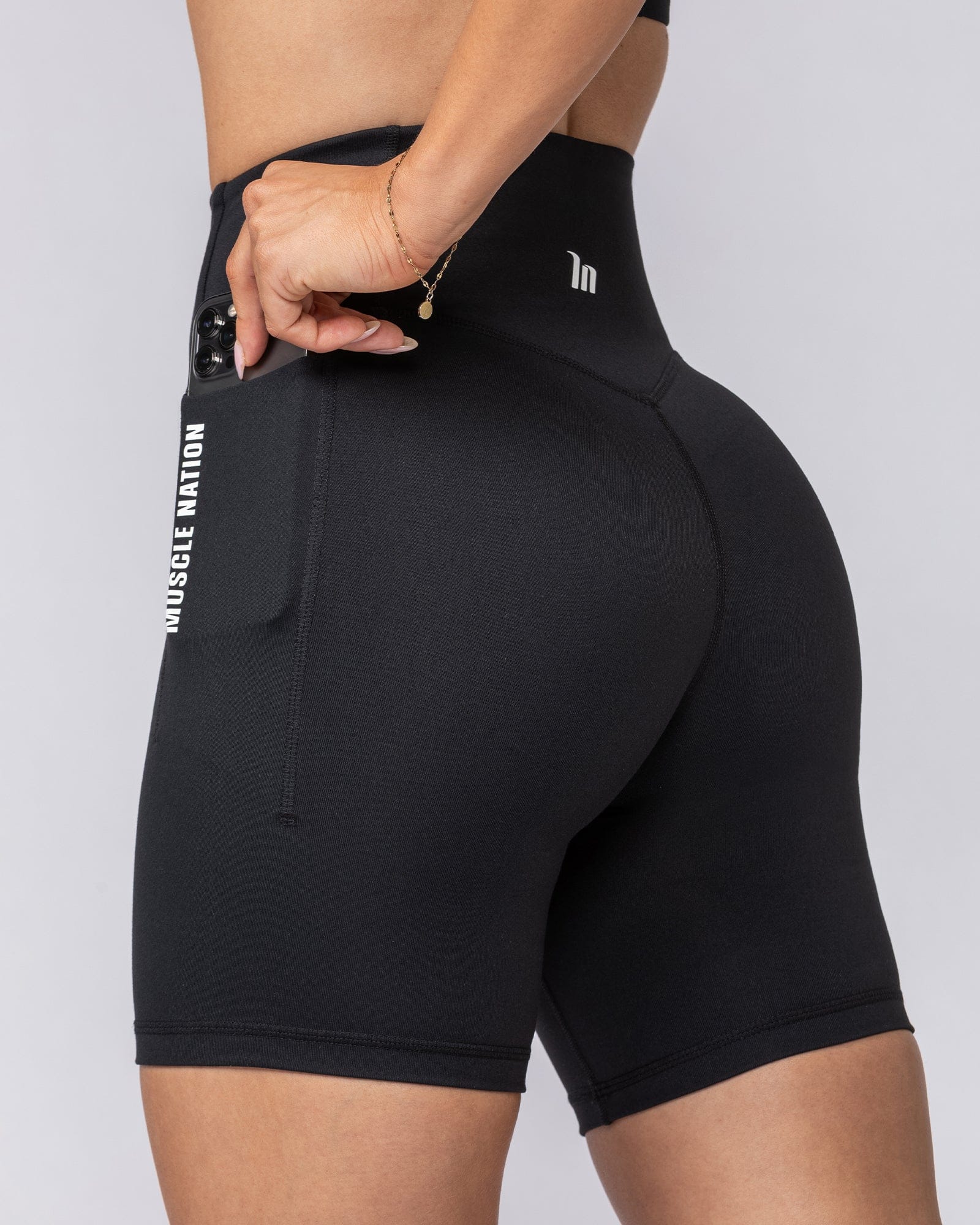 Core Pocket Bike Shorts Black - Muscle Nation women's bike shorts, view 4