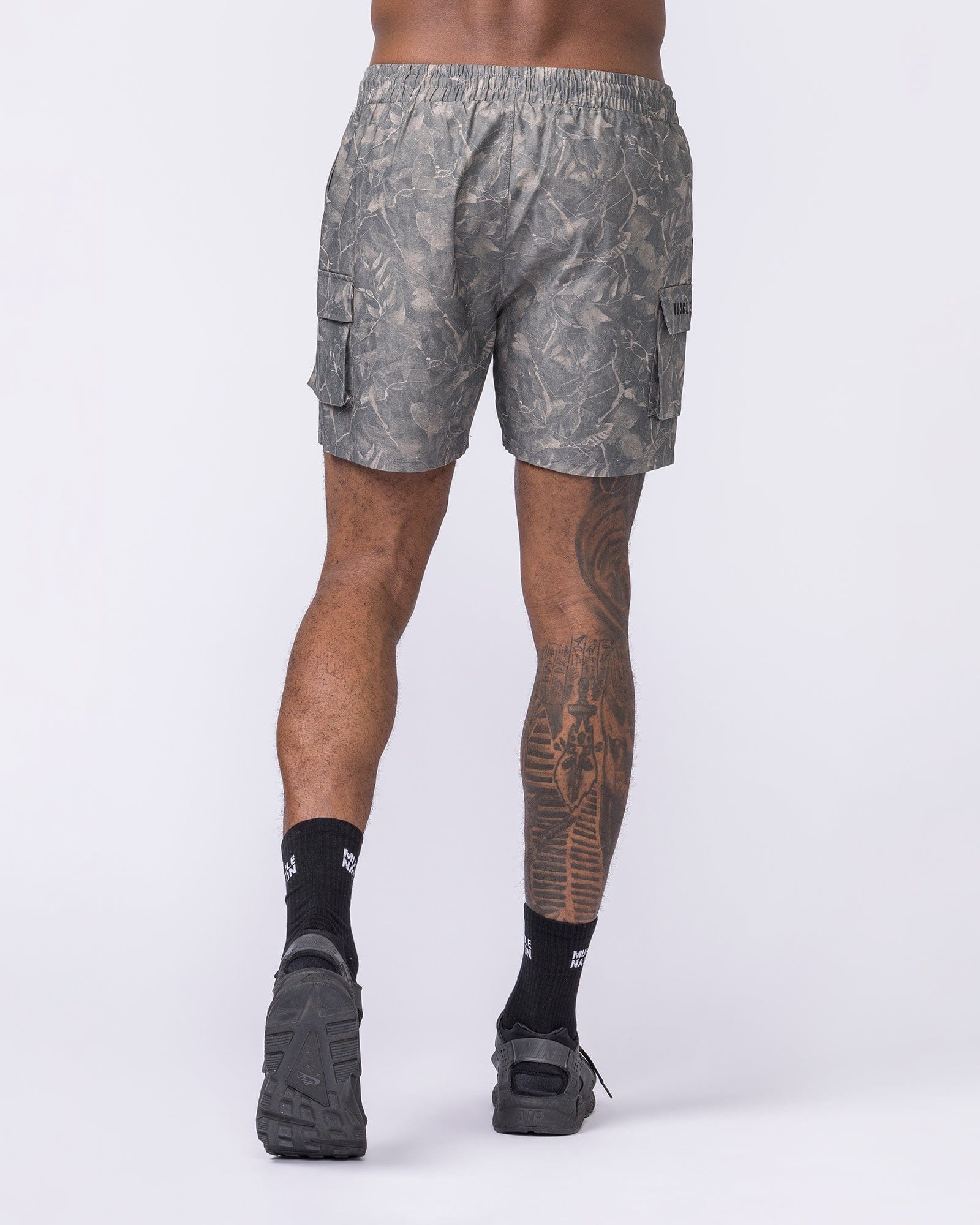Daily Cargo 5" Shorts Washed Tree Camo Grey - Muscle Nation men's cargo shorts, view 5