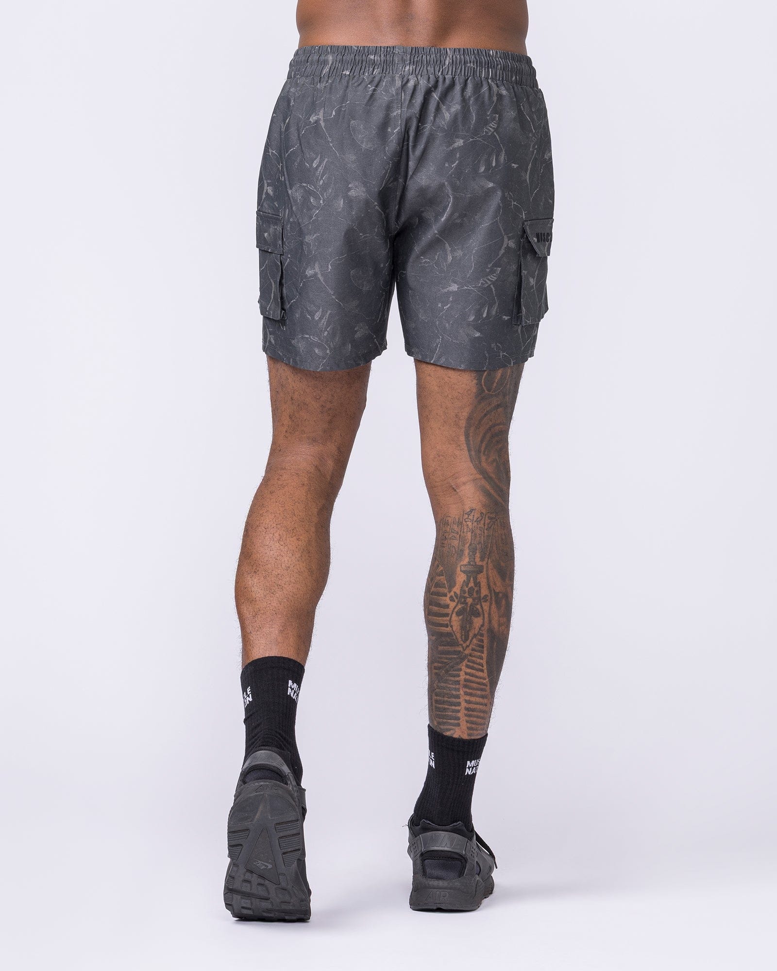 Daily Cargo 5" Shorts Washed Tree Camo Monochrome - Muscle Nation men's cargo shorts, view 5