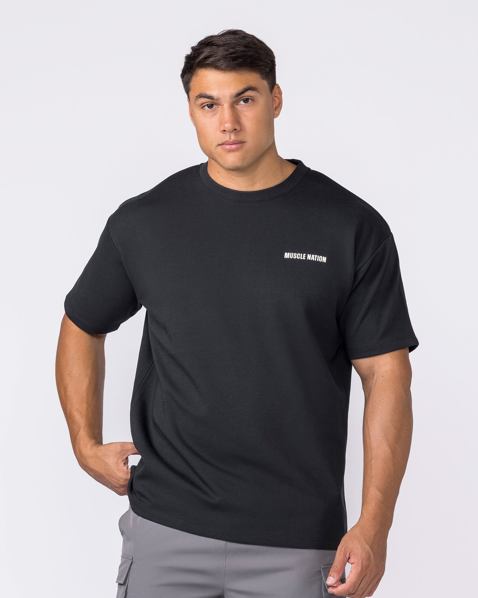 Daily Regular Fit Tee in Black - Muscle Nation men's gym tee, view 3