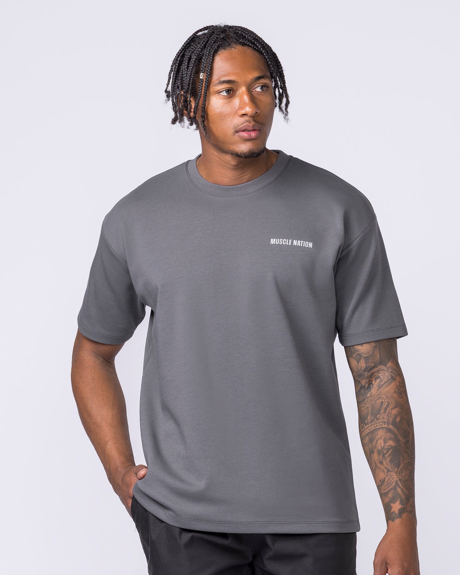 Daily Regular Fit Tee in Tornado - Muscle Nation men's gym tee