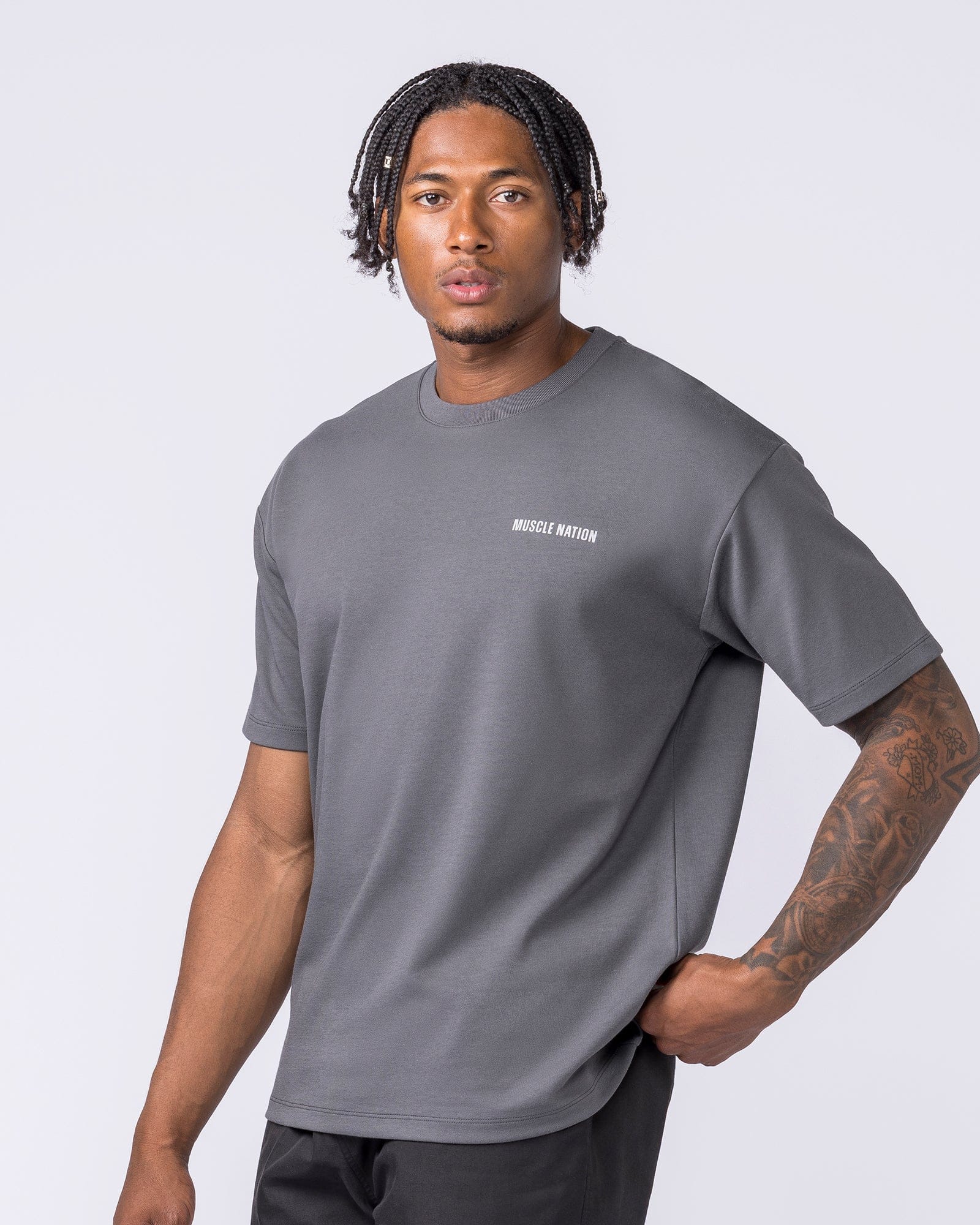 Daily Regular Fit Tee in Tornado - Muscle Nation men's gym tee, view 3
