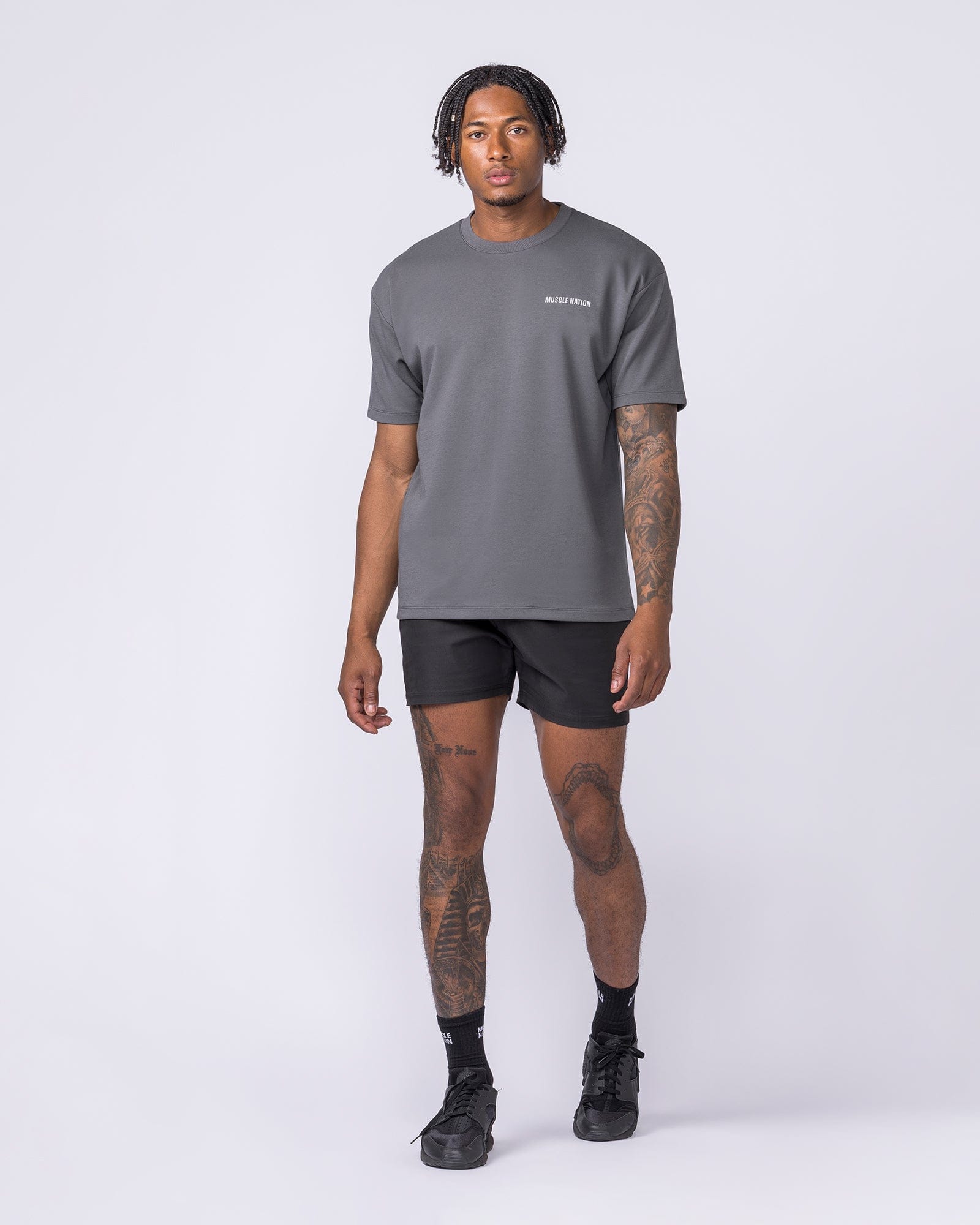 Daily Regular Fit Tee in Tornado - Muscle Nation men's gym tee, view 5