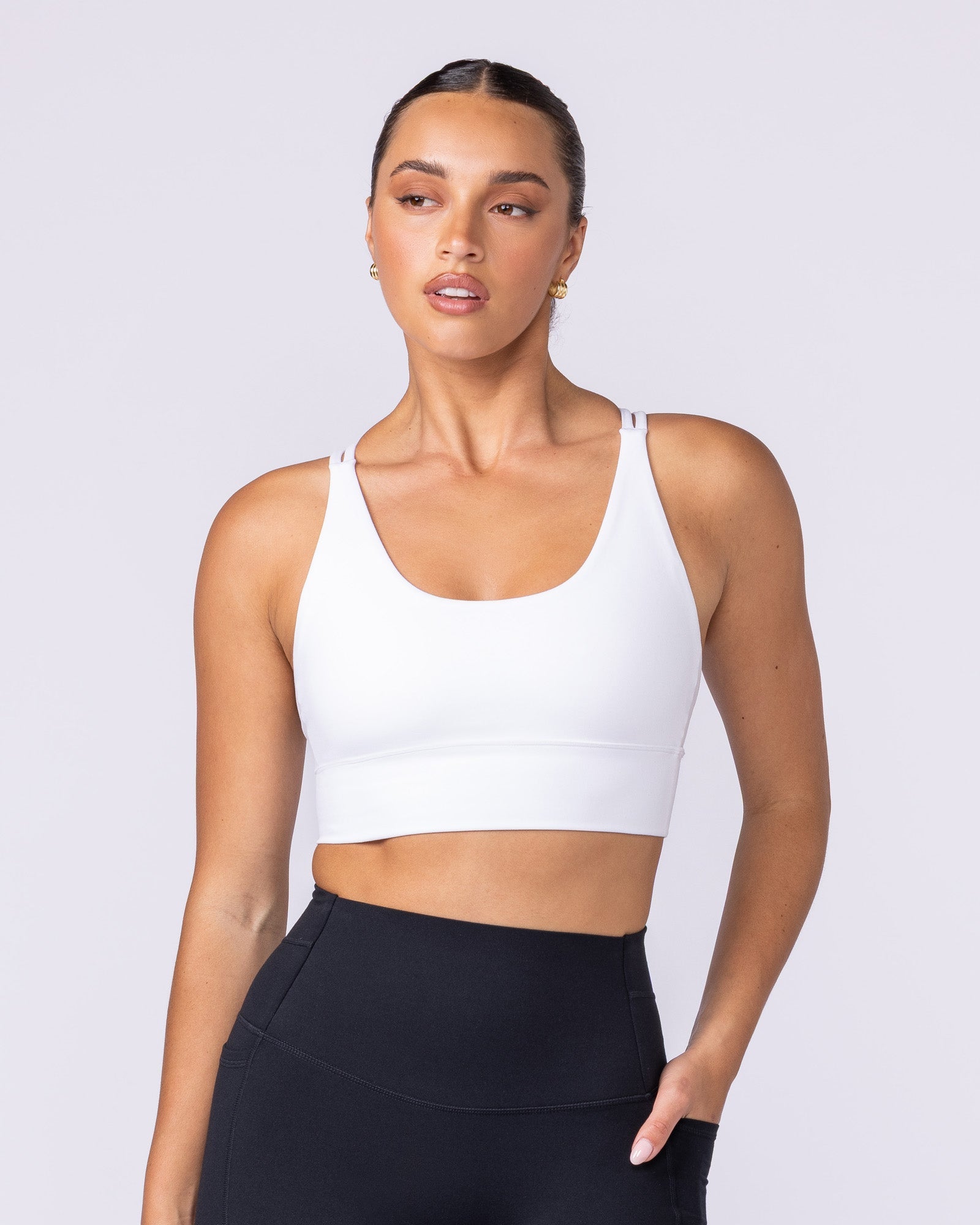 Dash Longline Bra White - Muscle Nation women's sports bra