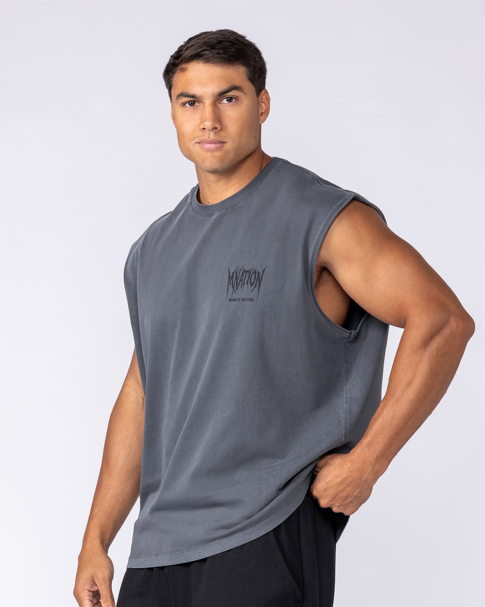 Division Boxy Muscle Tank - Washed Dark Tornado