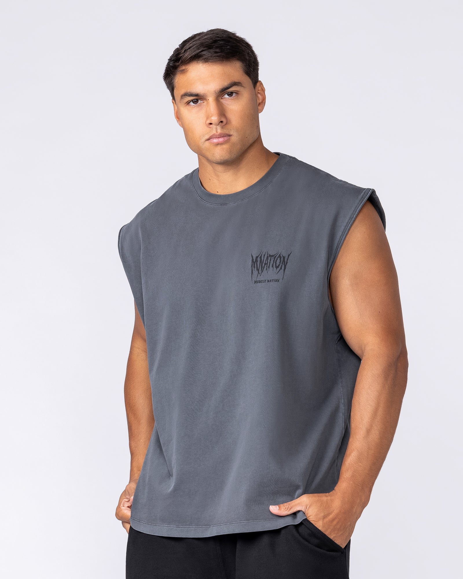 Division Boxy Muscle Tank - Washed Dark Tornado