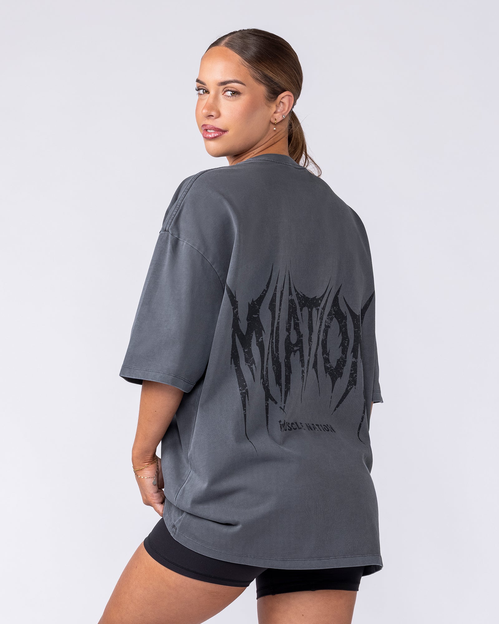 Division Oversized Tee - Washed Dark Tornado