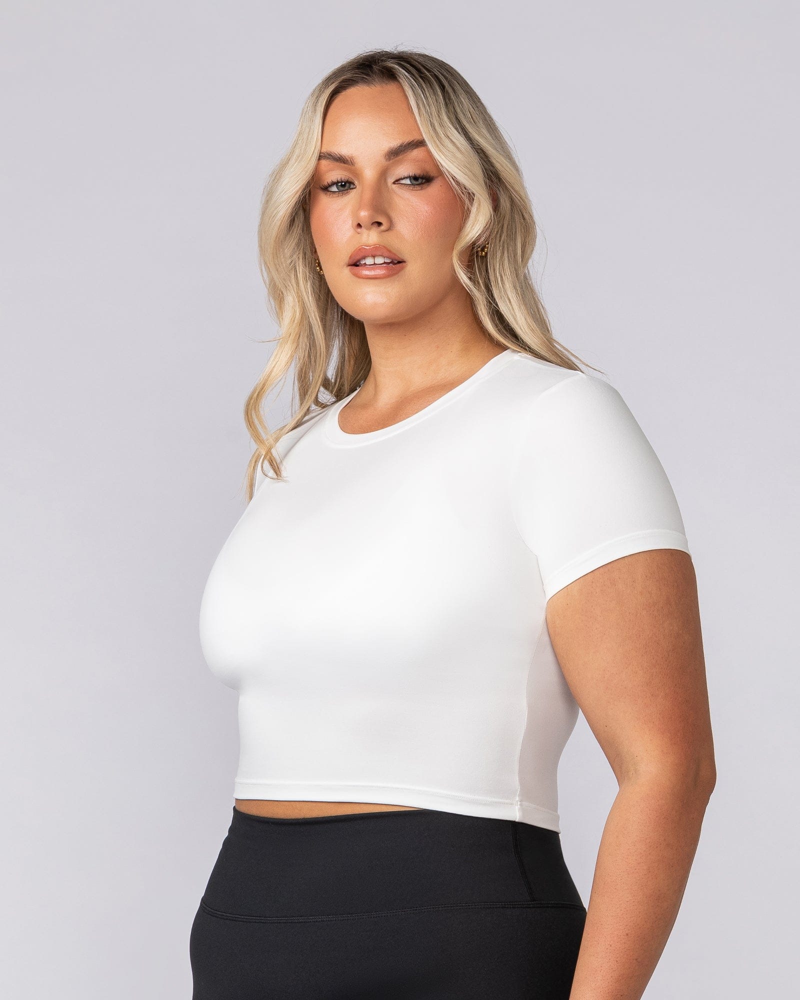 Essential Cropped Tee Milk - Muscle Nation women's top, view 2