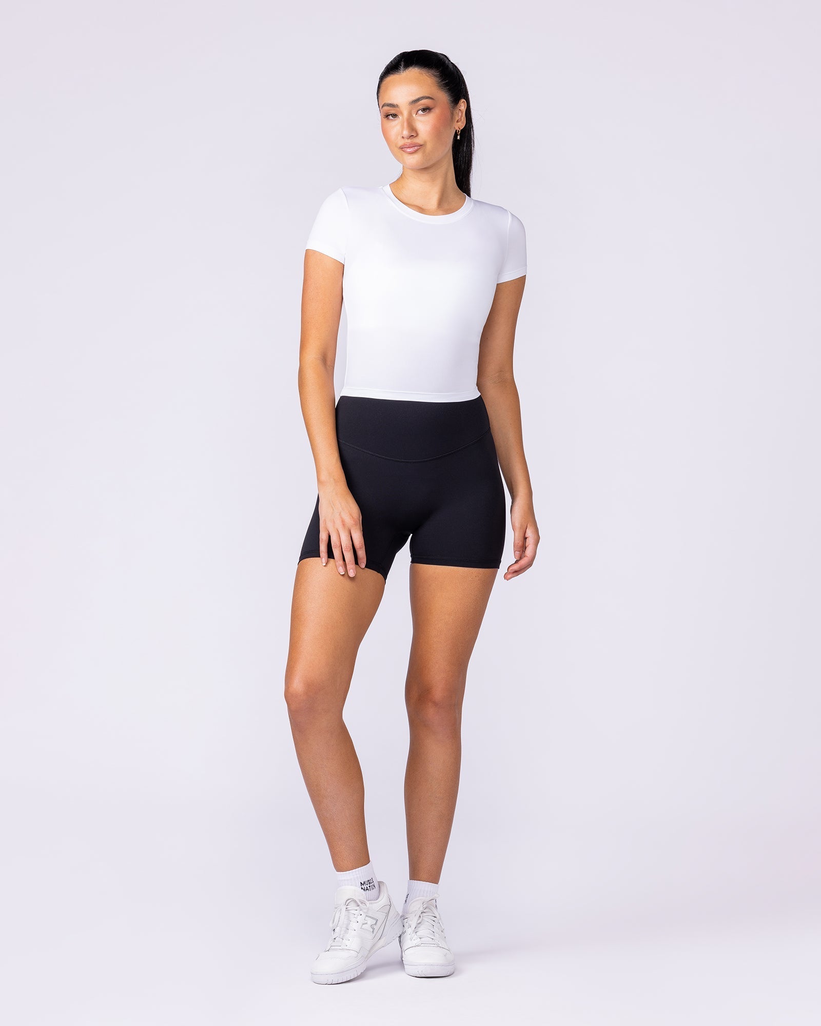 Essential Cropped Tee White - Muscle Nation women's top, view 5