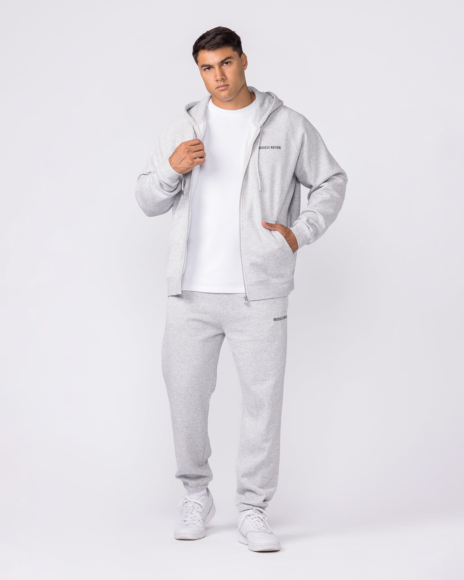 Essential Trackies Grey Marl - Muscle Nation men's trackpants, view 7