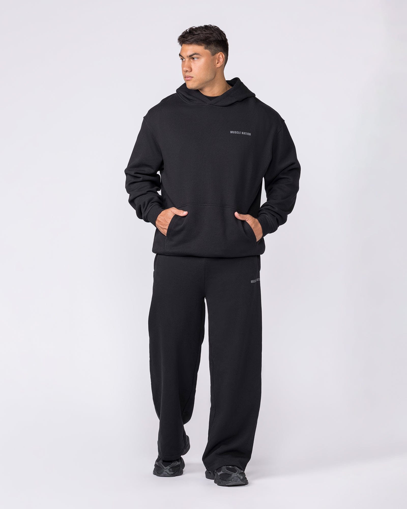 Essential Hoodie Black - Muscle Nation men's hoodie, view 6