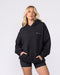 Essential Hoodie Black - Muscle Nation men's hoodie, view 7 | WOMENS-1