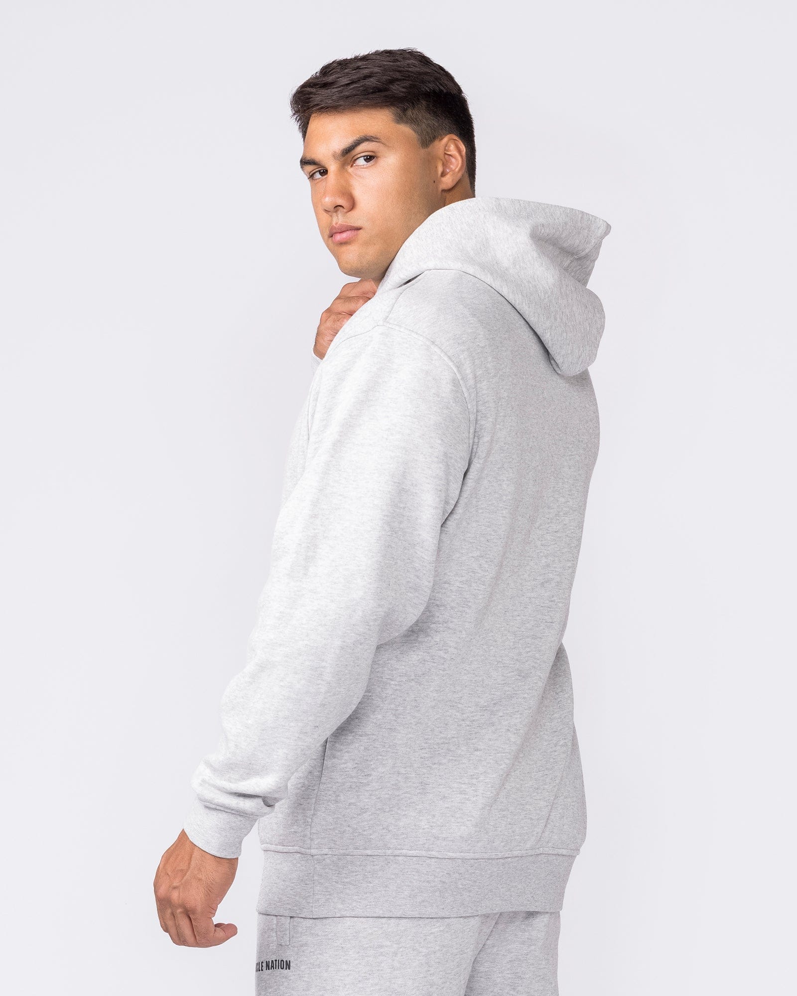 Essential Hoodie Grey Marl - Muscle Nation men's hoodie, view 2