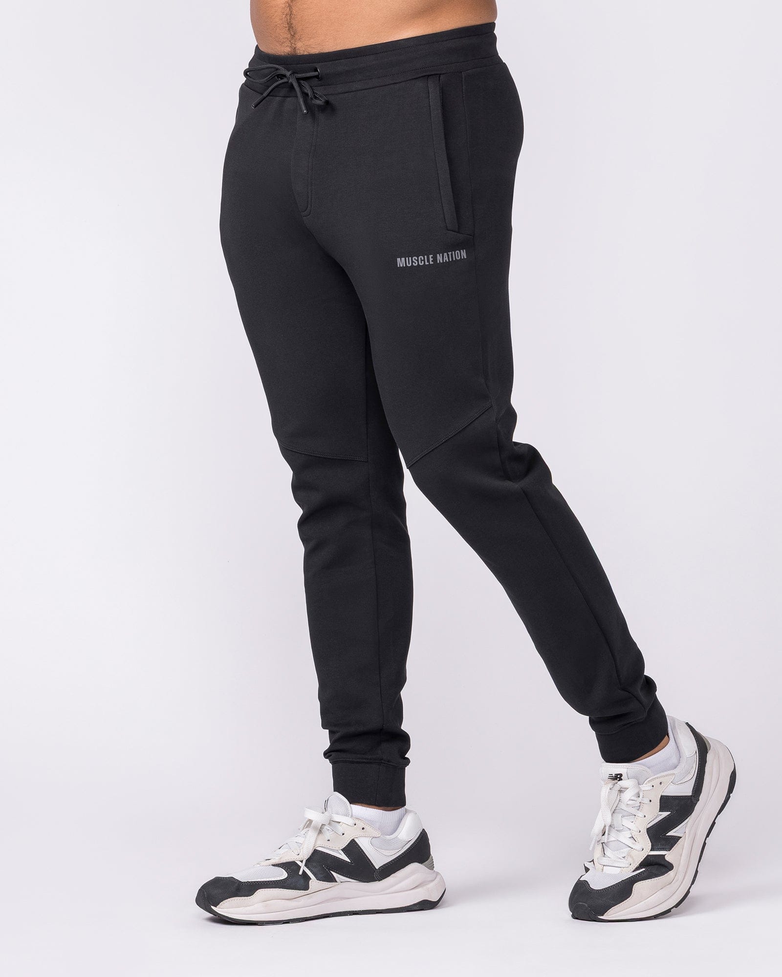 Essential Tech Pants Black - Muscle Nation men's trackpants, view 4