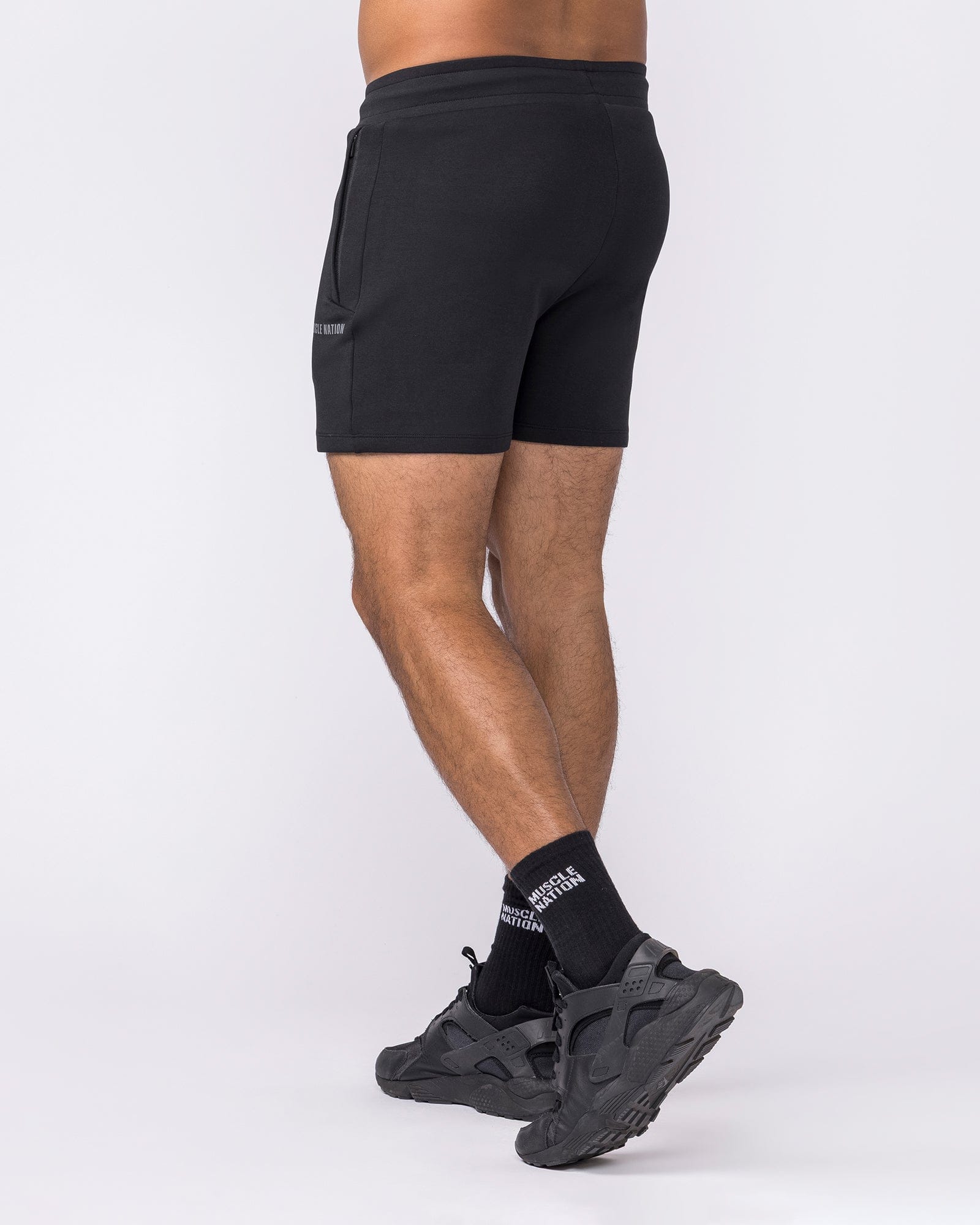 Essential Tech Shorts Black - Muscle Nation men's gym shorts, view 2