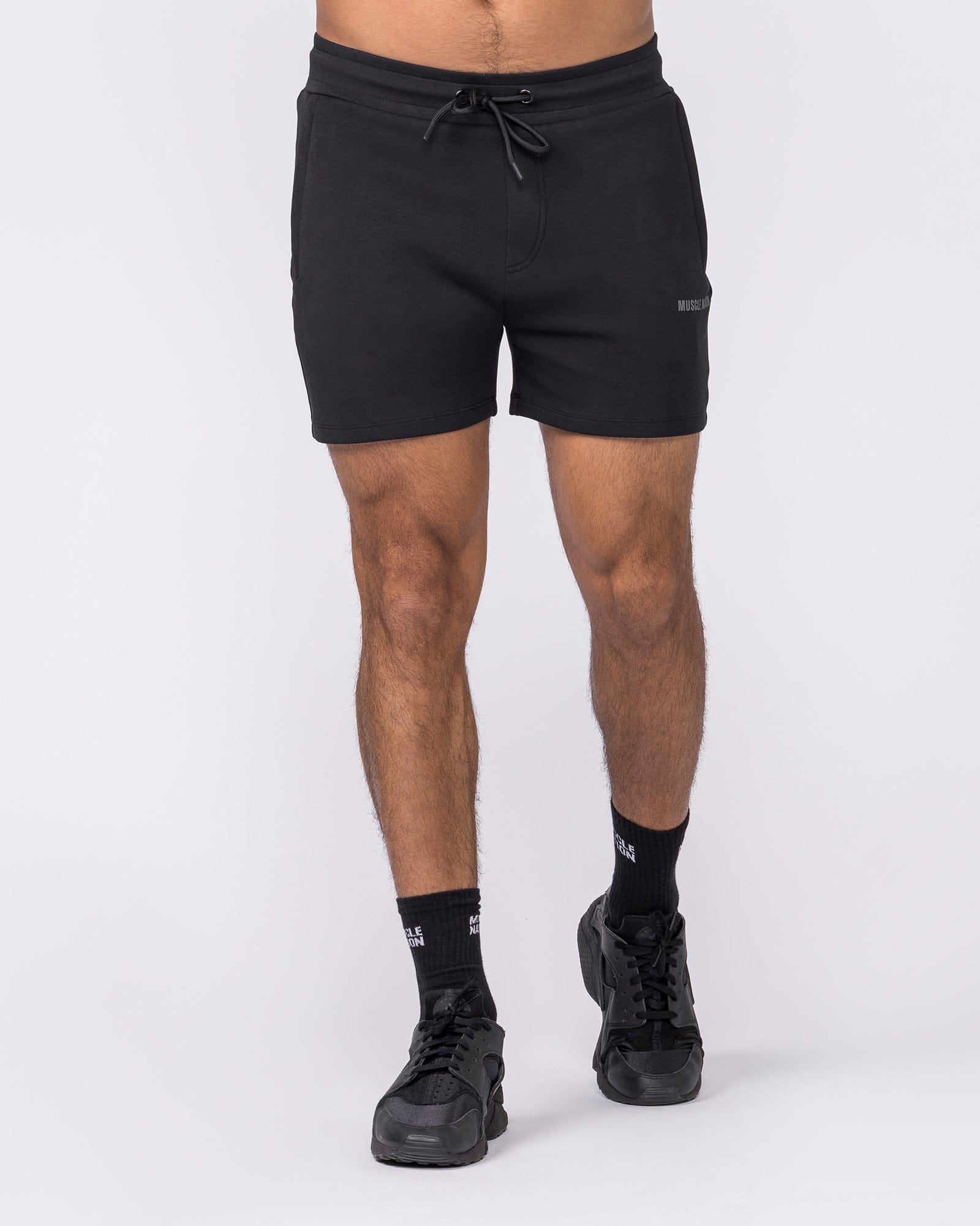 Essential Tech Shorts Black - Muscle Nation men's gym shorts, view 3