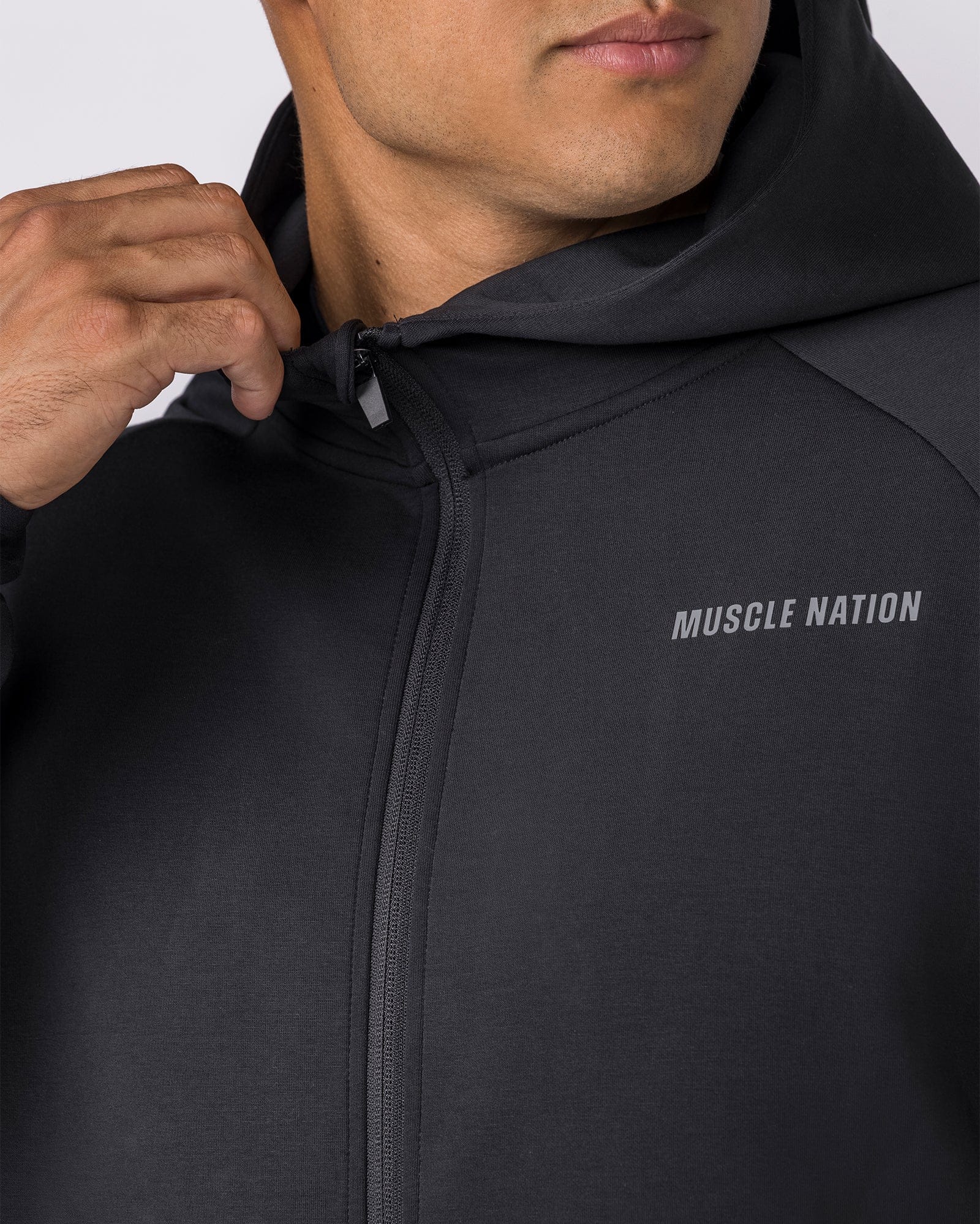 Essential Tech Zip Hoodie - Black