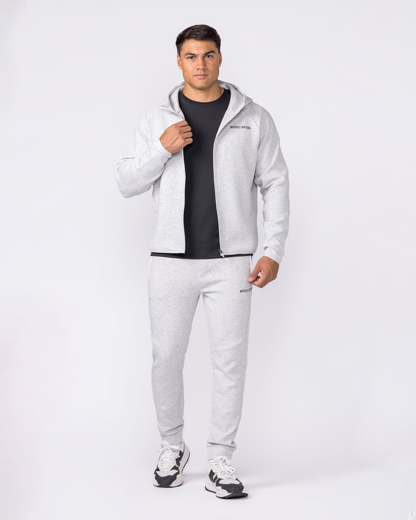 Essential Tech Zip Hoodie - Grey Marl