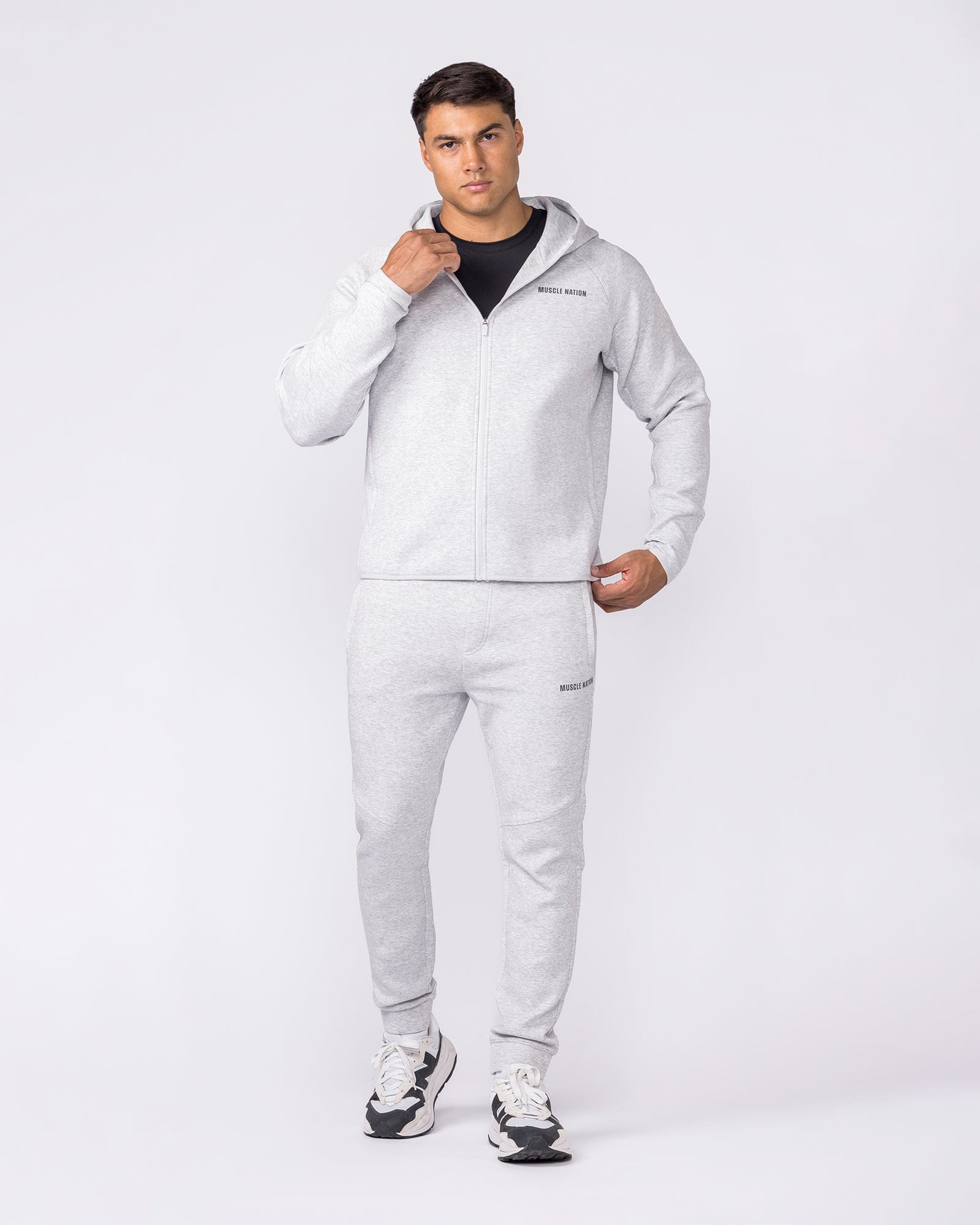 Essential Tech Zip Hoodie - Grey Marl