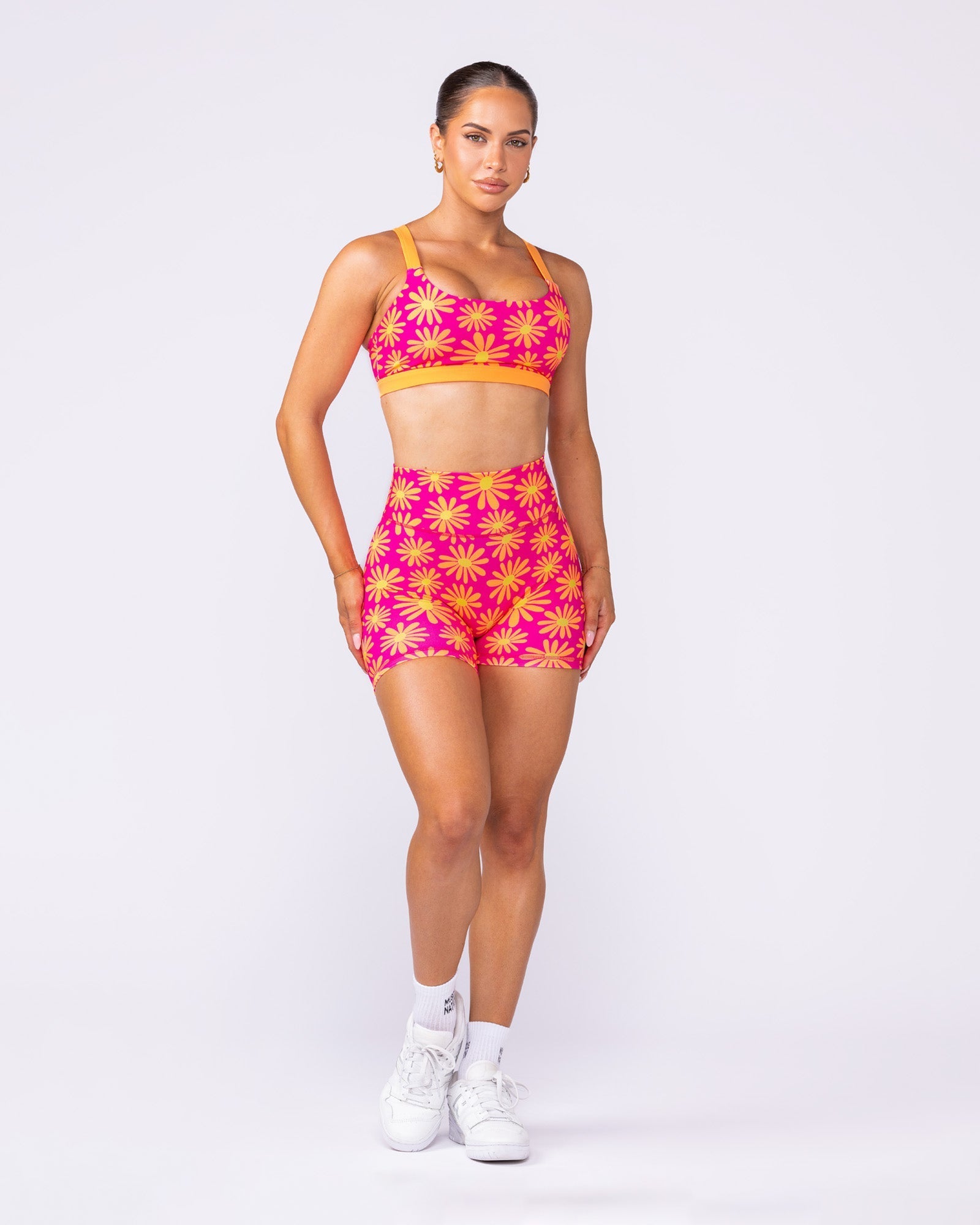 Evolve Signature Bike Shorts Cosmo Petals - Muscle Nation women's bike shorts, view 5
