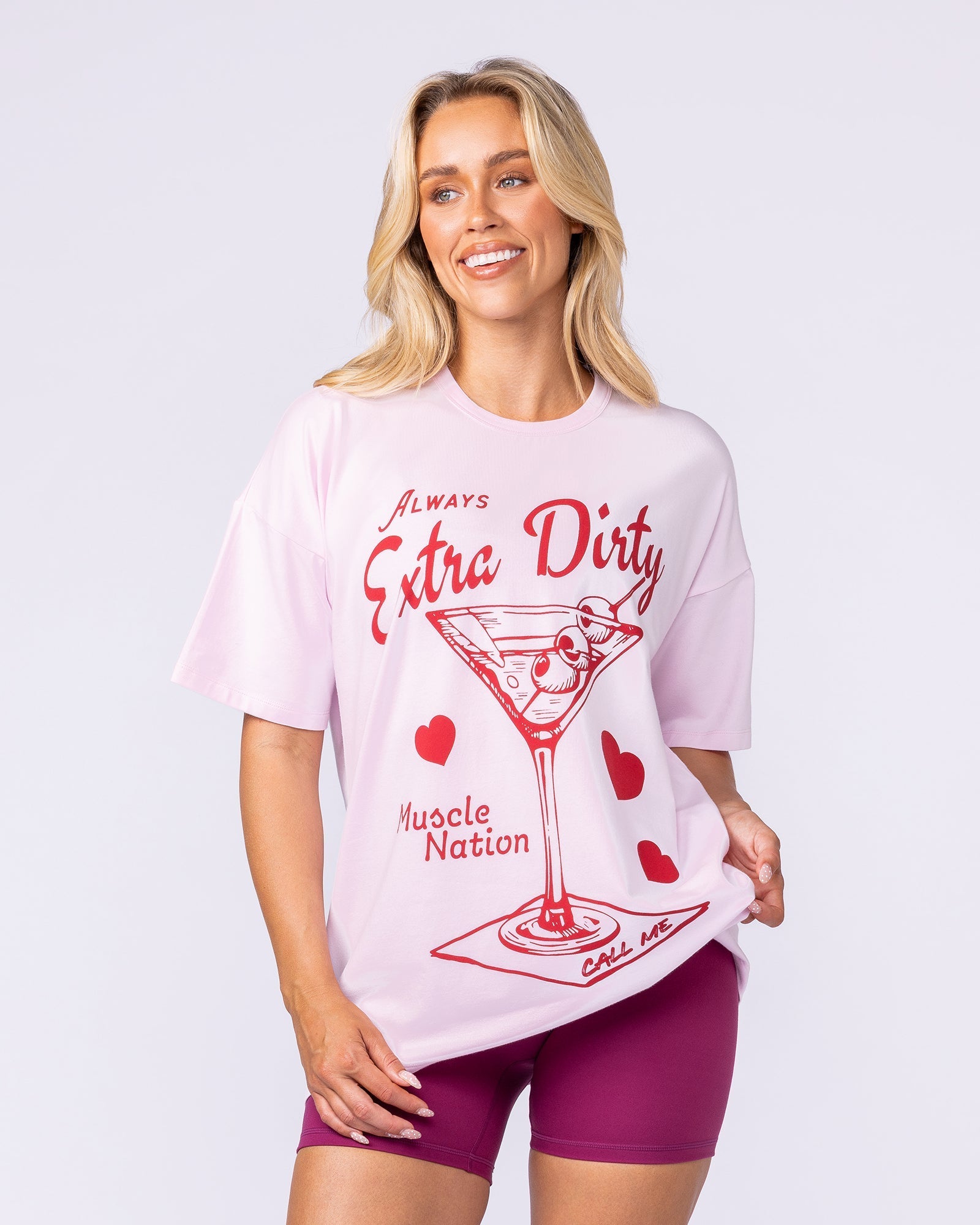 Extra Dirty Oversized Tee Pink Lady - Muscle Nation women's gym tee