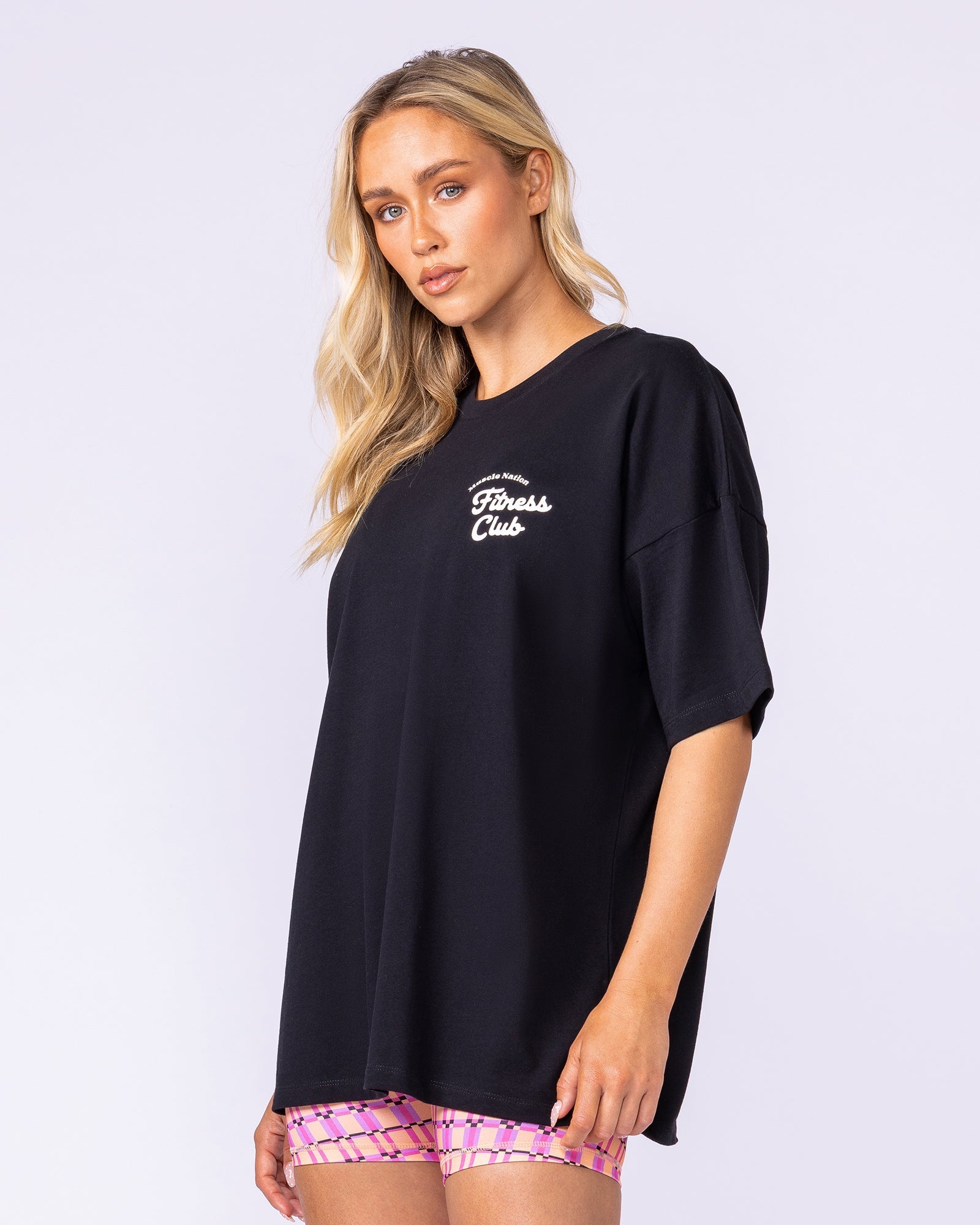 Fizz Oversized Tee Black - Muscle Nation women's gym tee, view 5