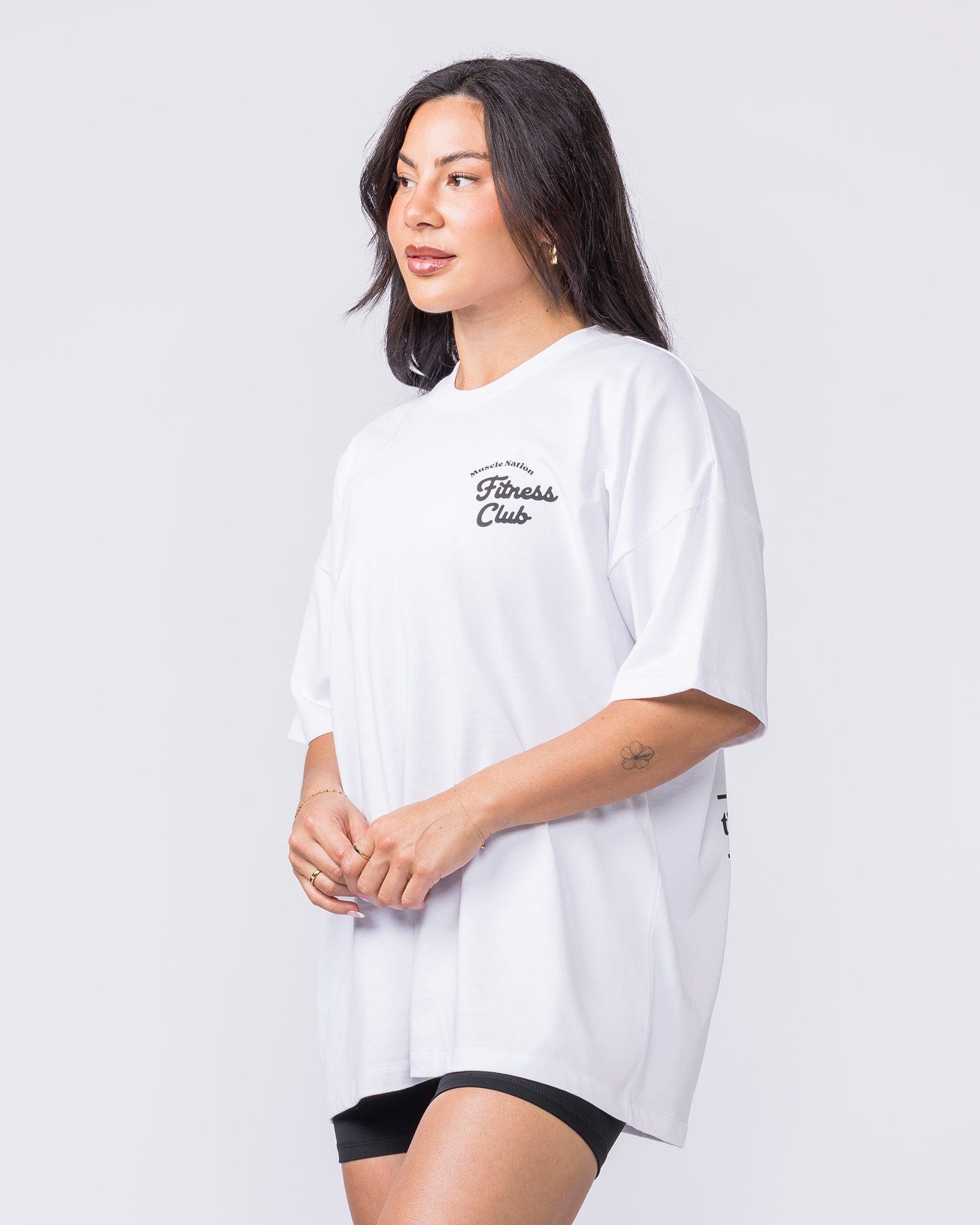 Fizz Oversized Tee White - Muscle Nation women's gym tee, view 3