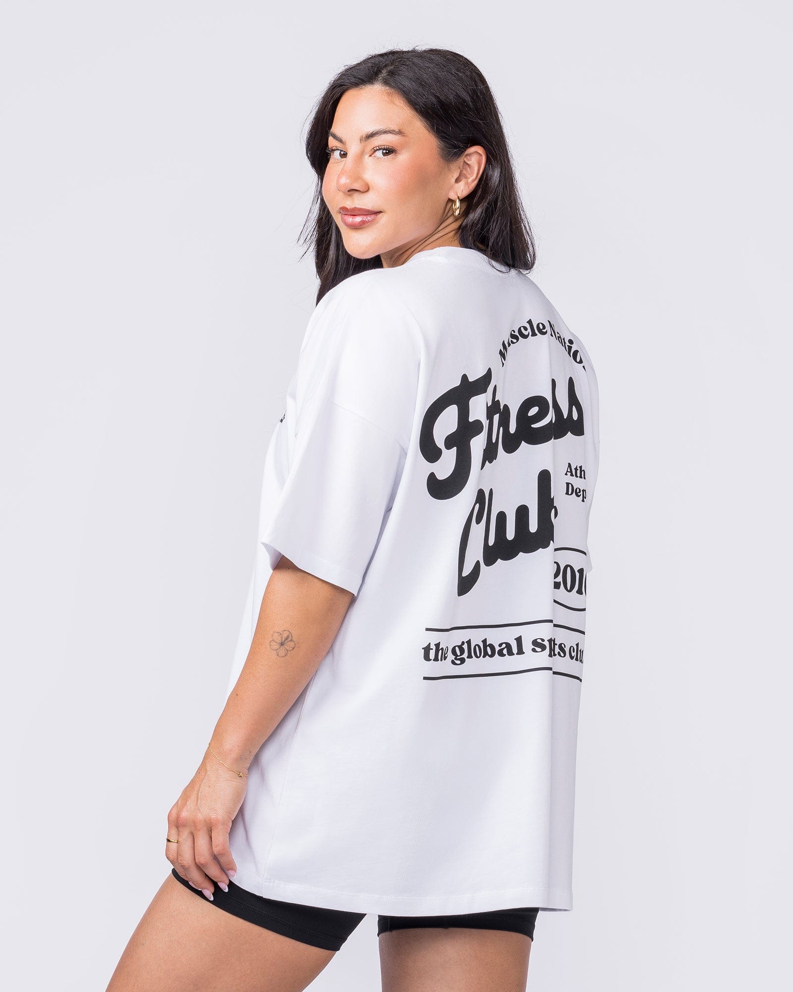 Fizz Oversized Tee White - Muscle Nation women's gym tee, view 4