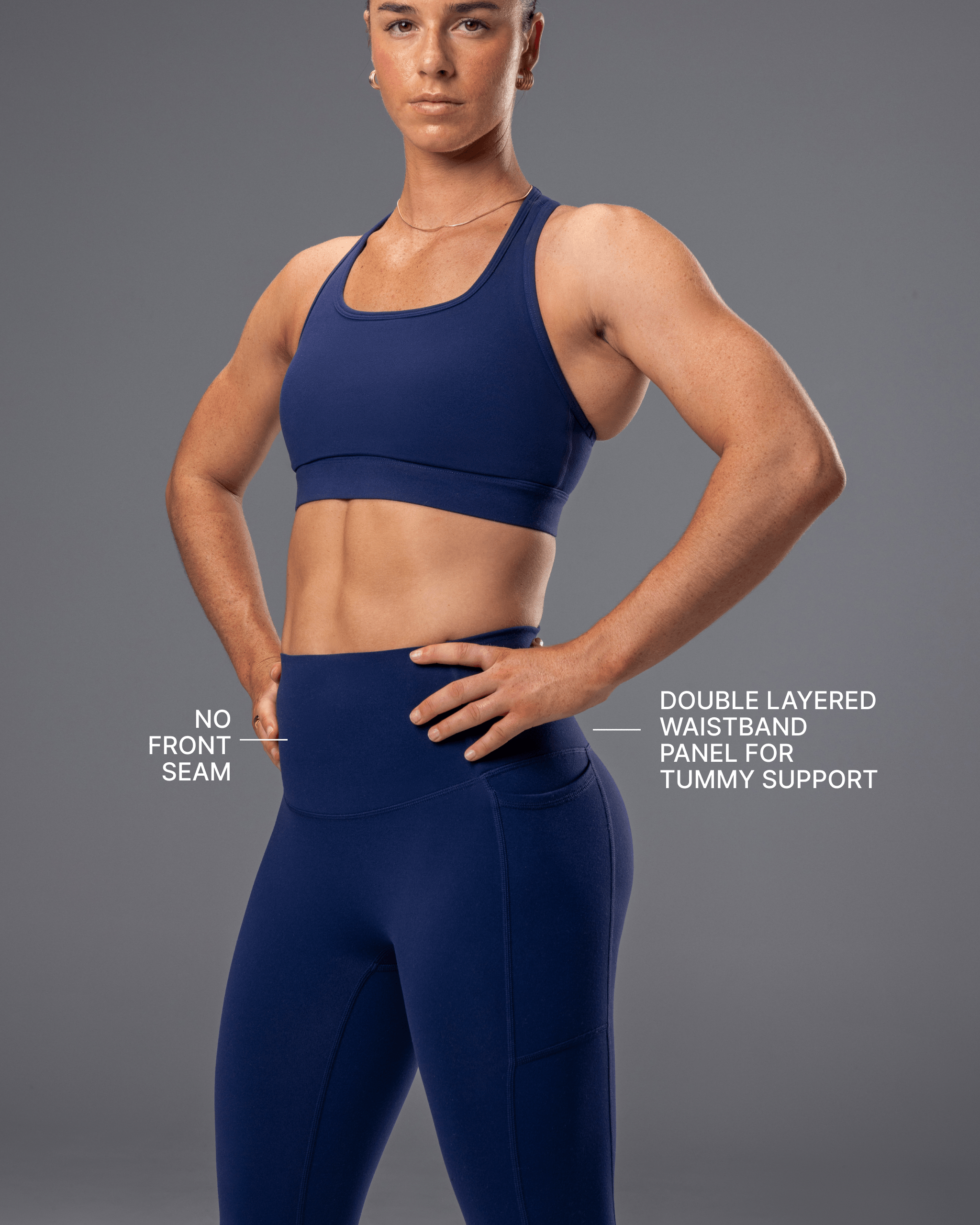 Unrivalled Everyday Pocket Ankle Leggings Classic Navy - Muscle Nation women's leggings, view 3