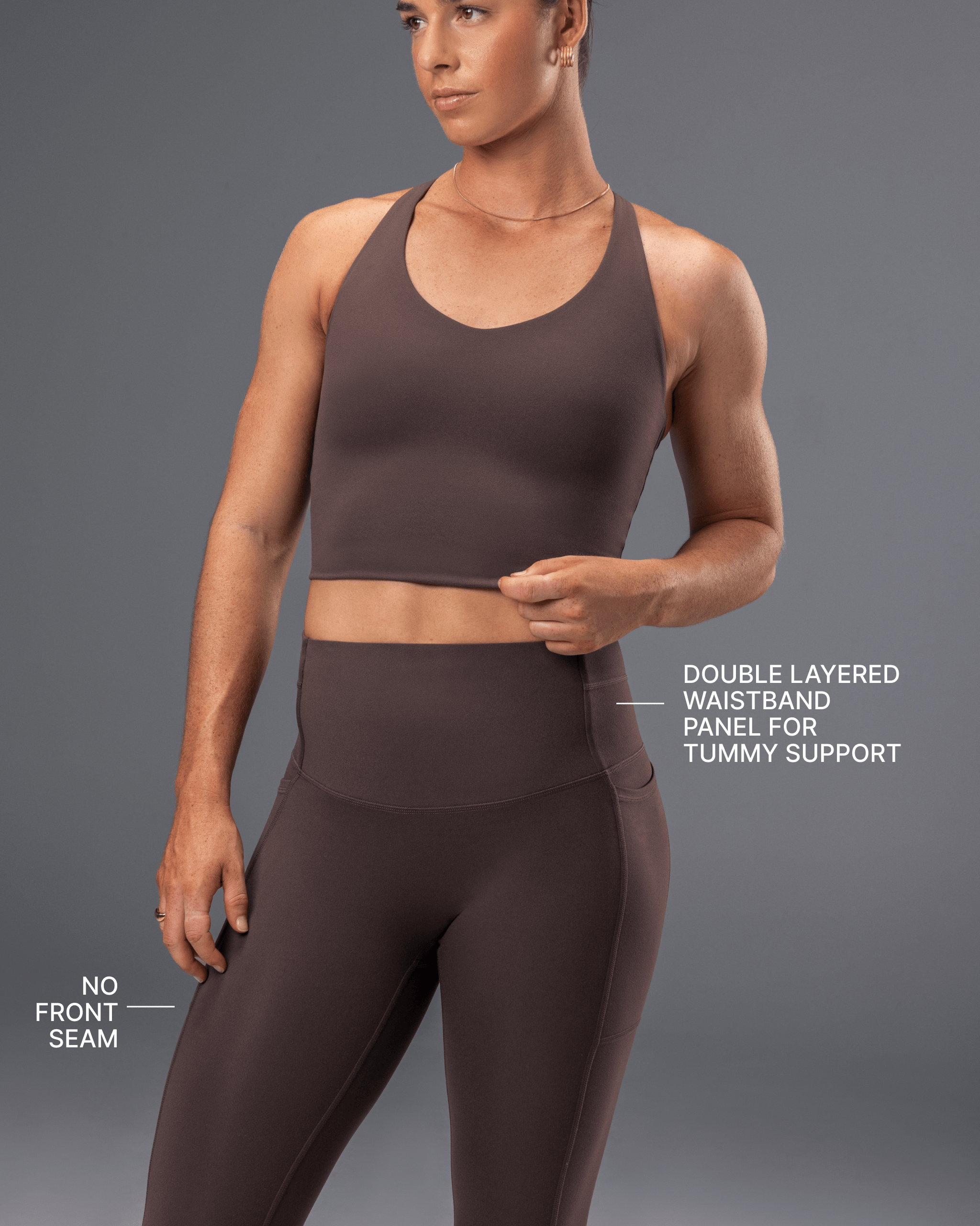 Unrivalled Everyday Pocket Ankle Leggings Cola - Muscle Nation women's leggings, view 3