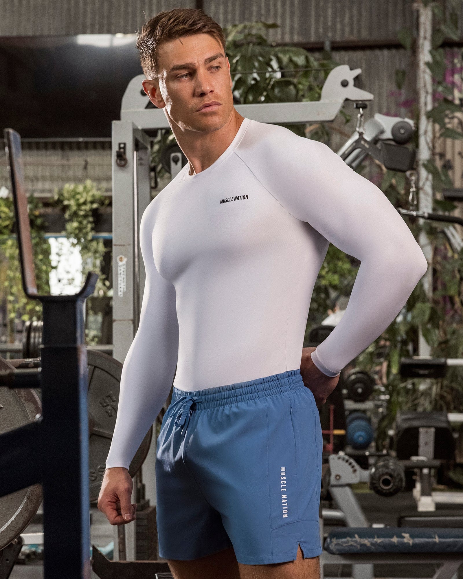Apex Long Sleeve Tee in White - Muscle Nation men's long sleeve tee