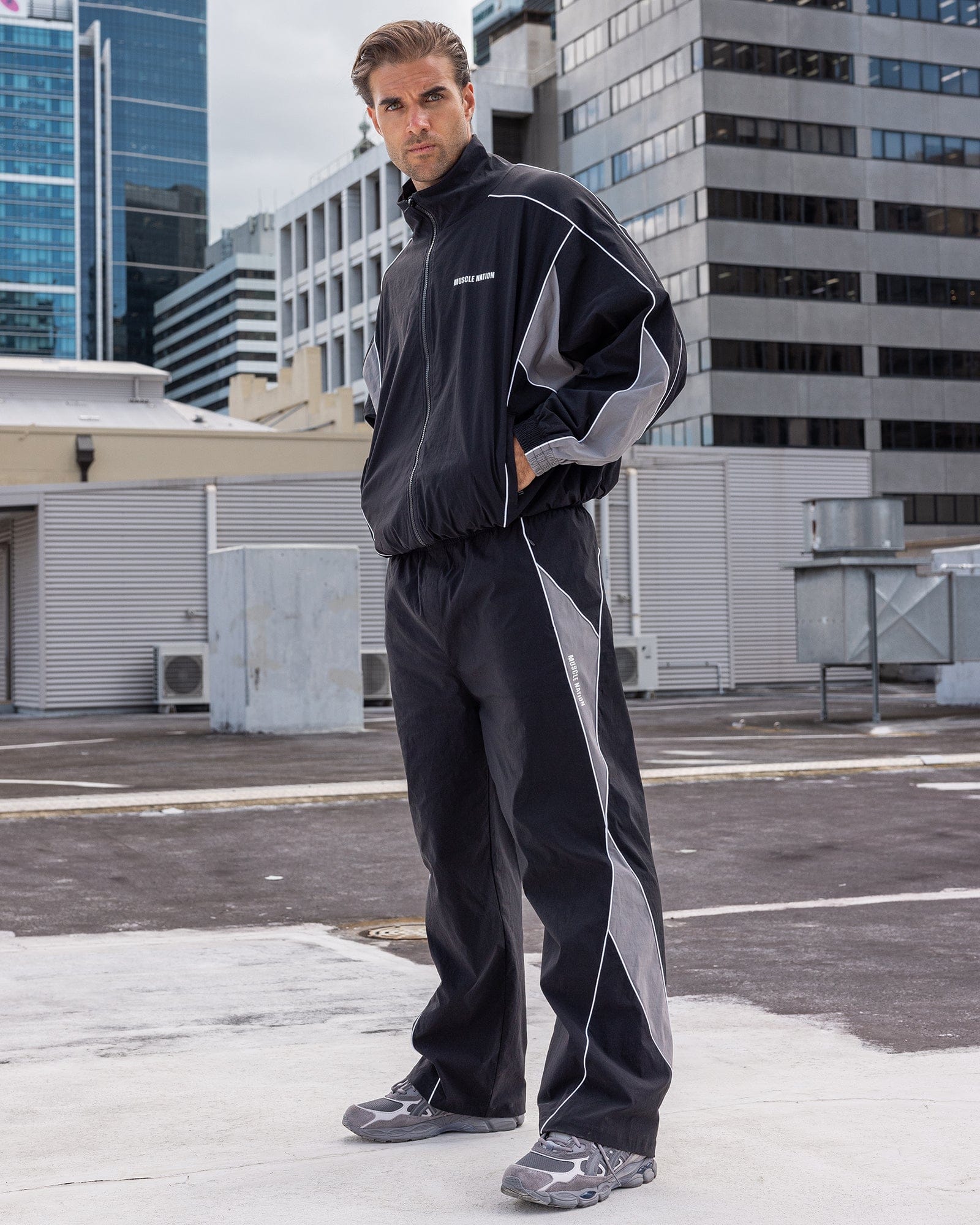Command Windbreaker Pants Black - Muscle Nation men's trackpants