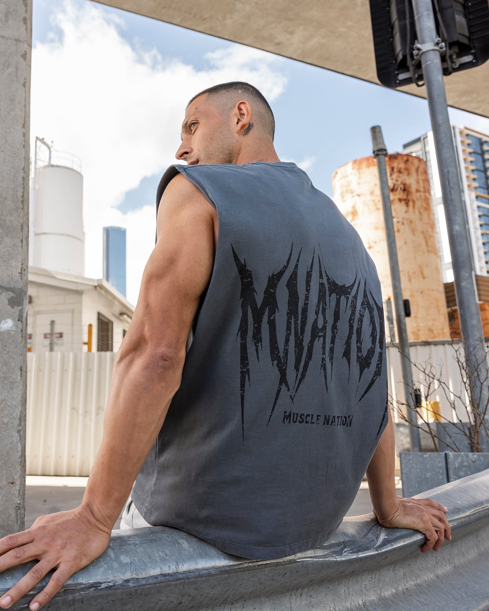 Division Boxy Muscle Tank - Washed Dark Tornado