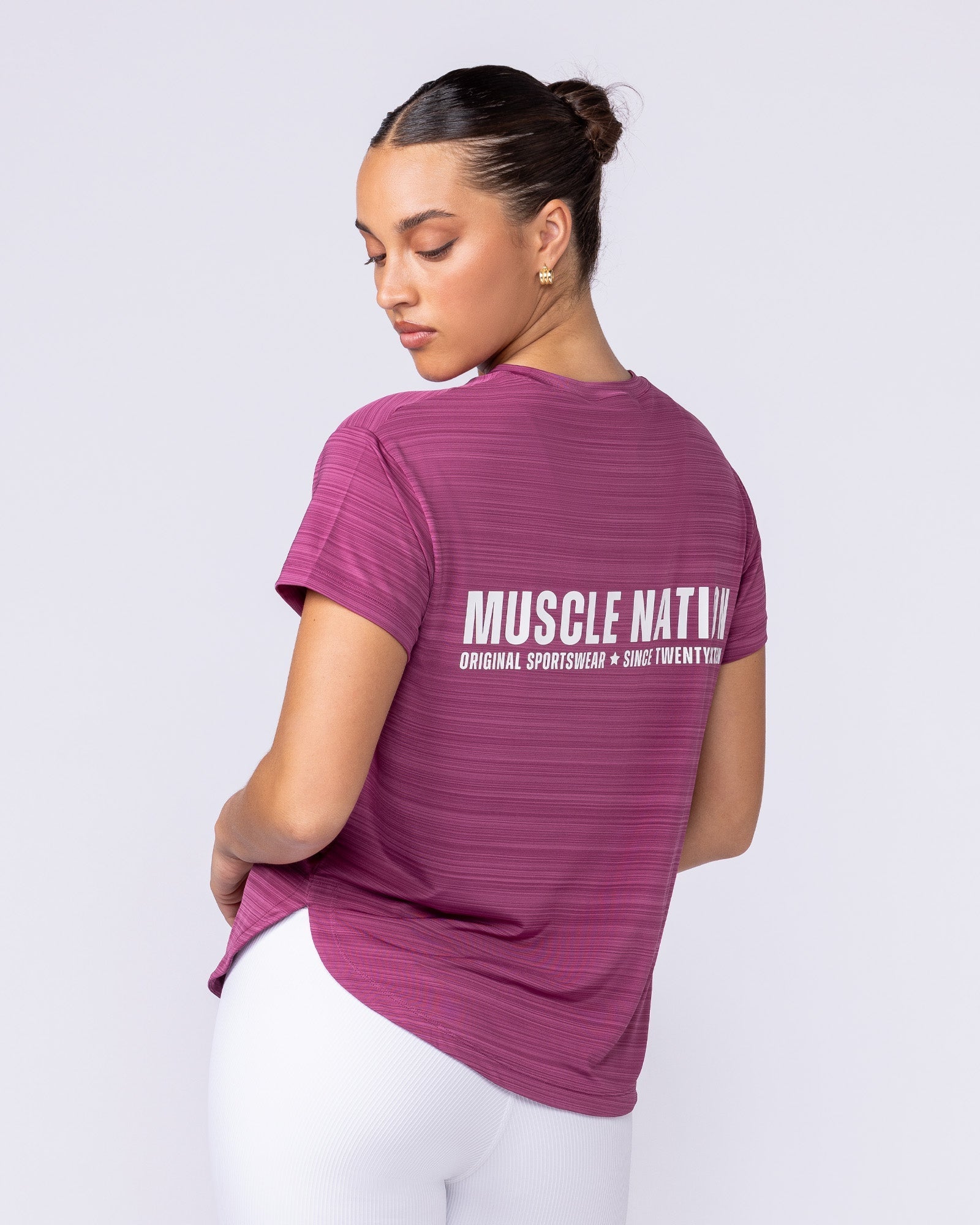 Ignite Training Tee Raspberry Quartz - Muscle Nation women's gym tee, view 2