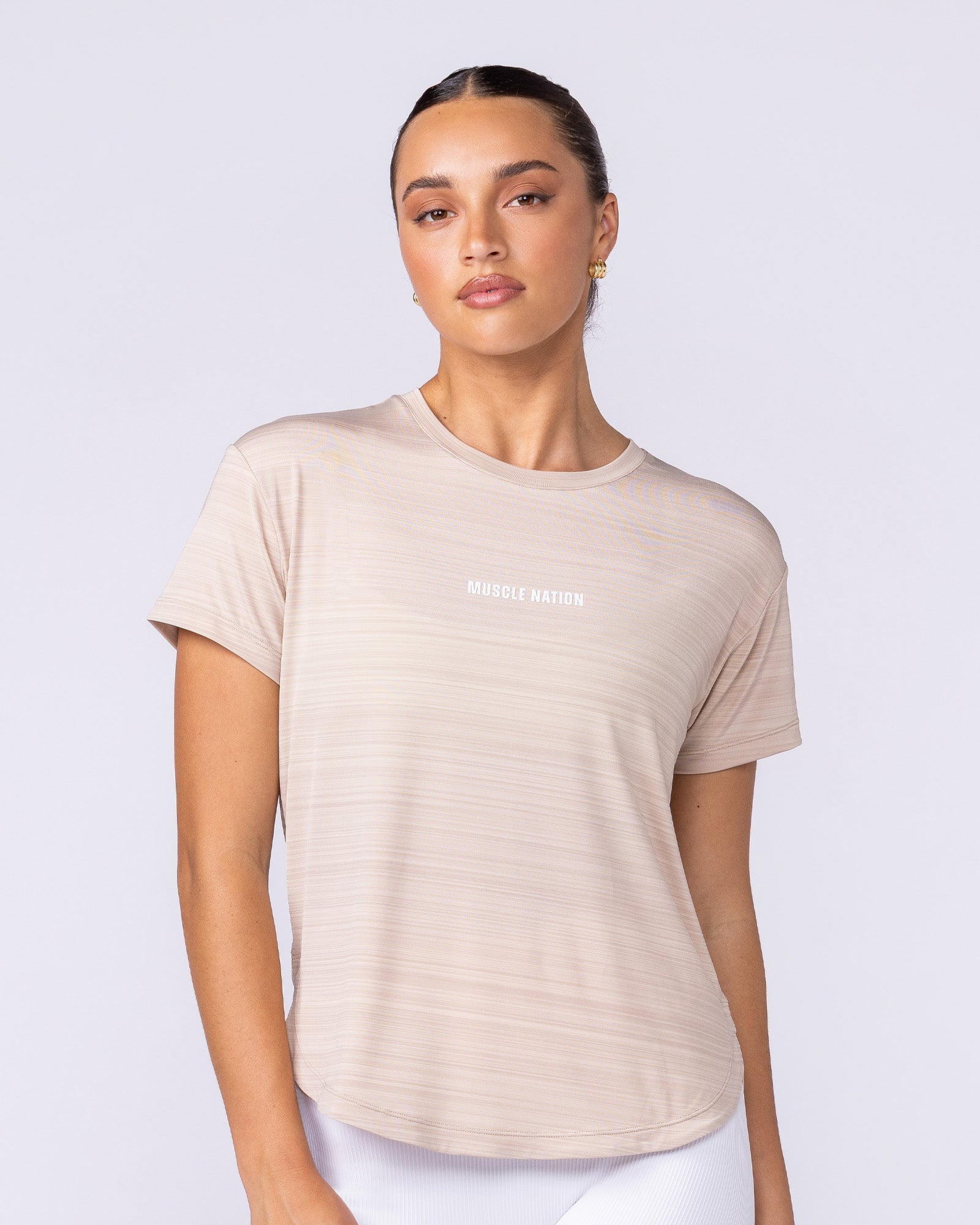 Ignite Training Tee Sand - Muscle Nation women's gym tee, view 2