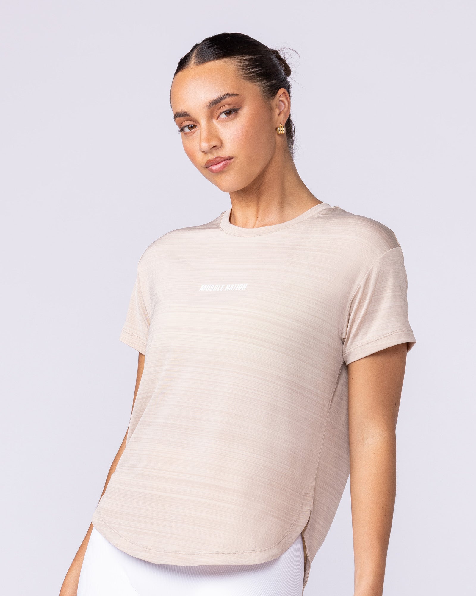 Ignite Training Tee Sand - Muscle Nation women's gym tee, view 4
