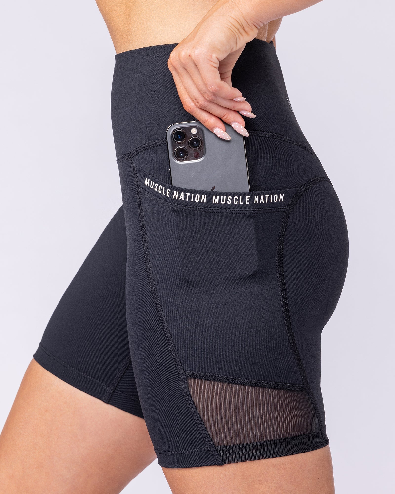 Illusion Signature Pocket Bike Shorts Black - Muscle Nation women's bike shorts, view 5