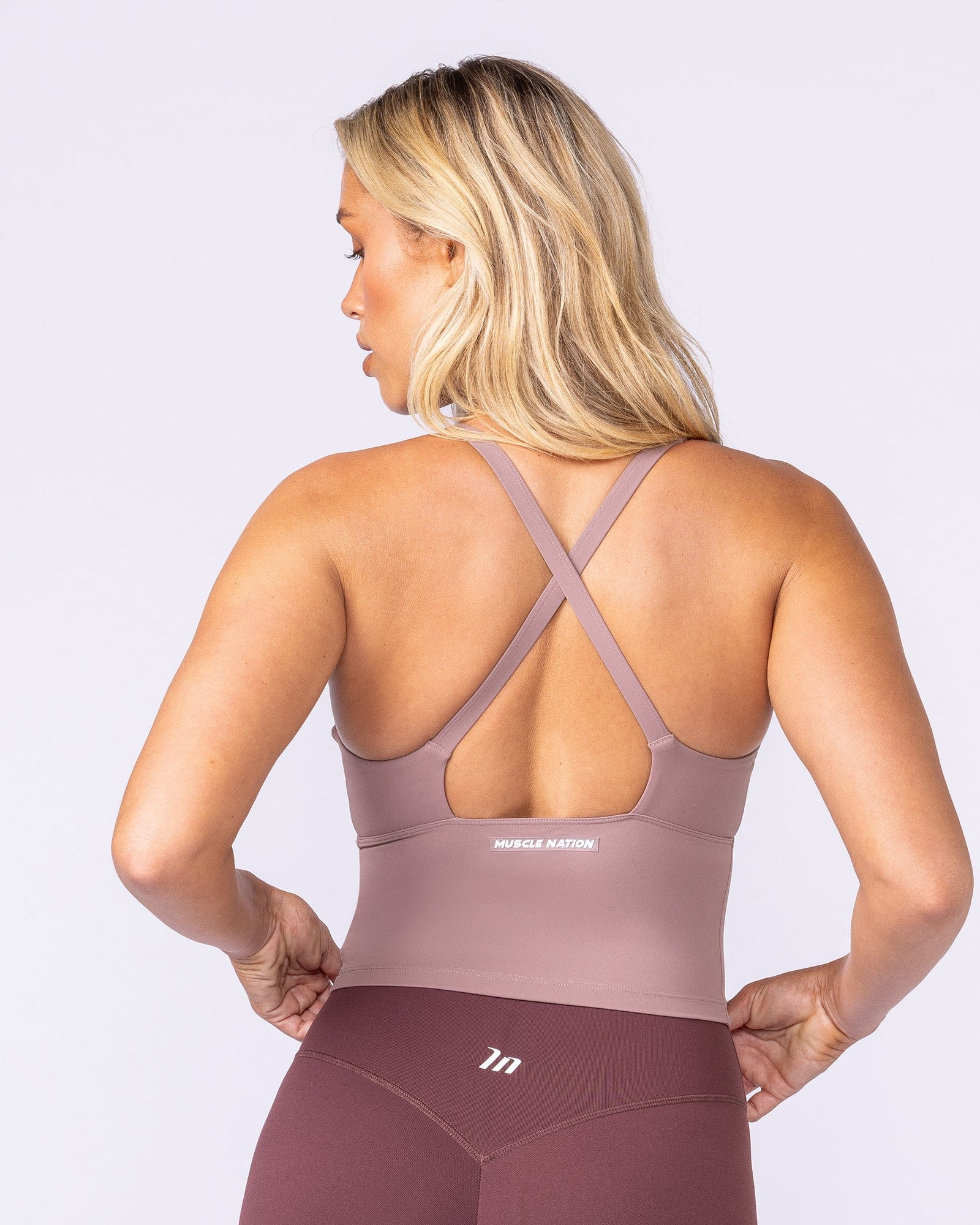 Influence Bra Tank Mocha Berry - Muscle Nation women's tank top, view 4
