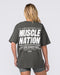 Kick-Start Oversized Tee Dark Botanica - Muscle Nation women's gym tee, view 4
