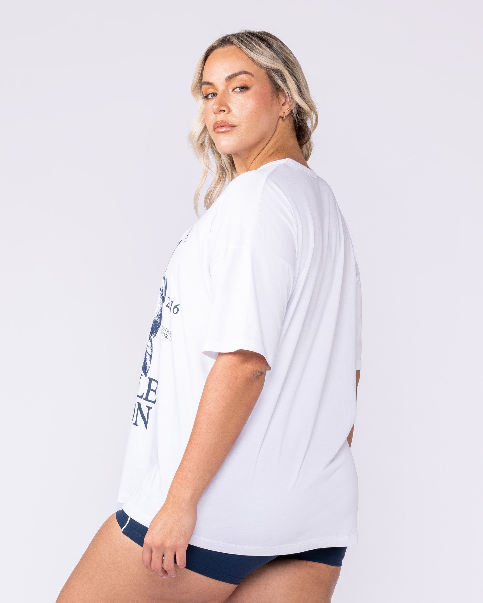 Lemon Squeezy Oversized Tee White - Muscle Nation women's gym tee, view 2