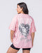 Less Panic More Disco Oversized Tee Blush - Muscle Nation women's gym tee, view 2
