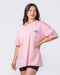 Less Panic More Disco Oversized Tee Blush - Muscle Nation women's gym tee, view 4