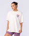 Less Panic More Disco Oversized Tee Travertine - Muscle Nation women's gym tee, view 4