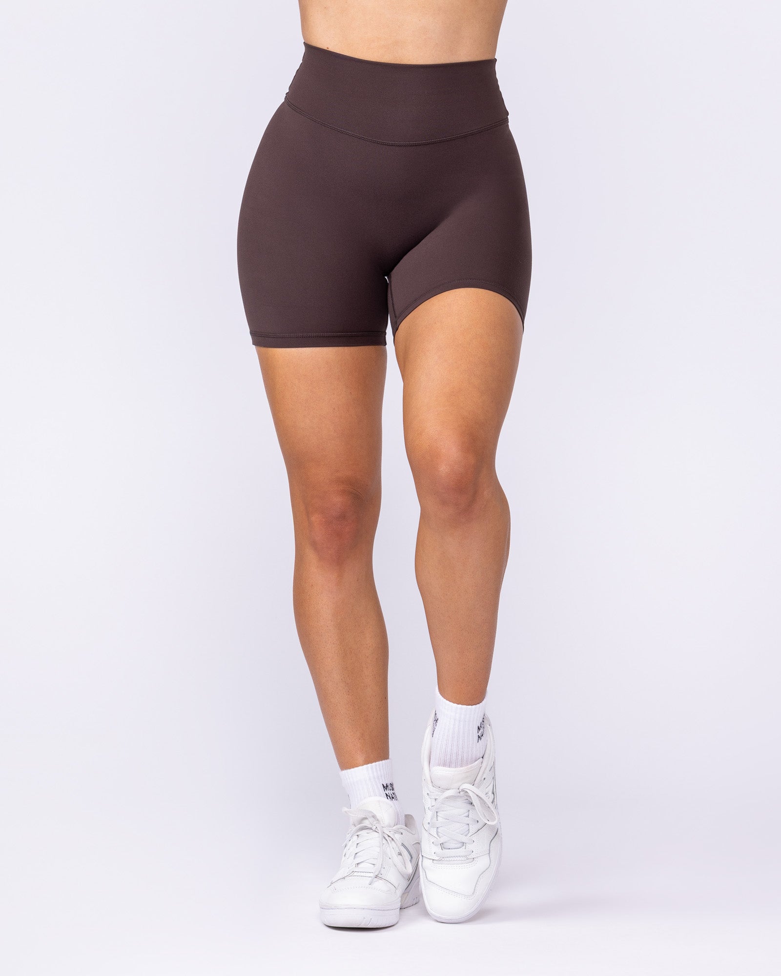 Liberty High Rise Bike Shorts Cocoa - Muscle Nation women's bike shorts, view 3