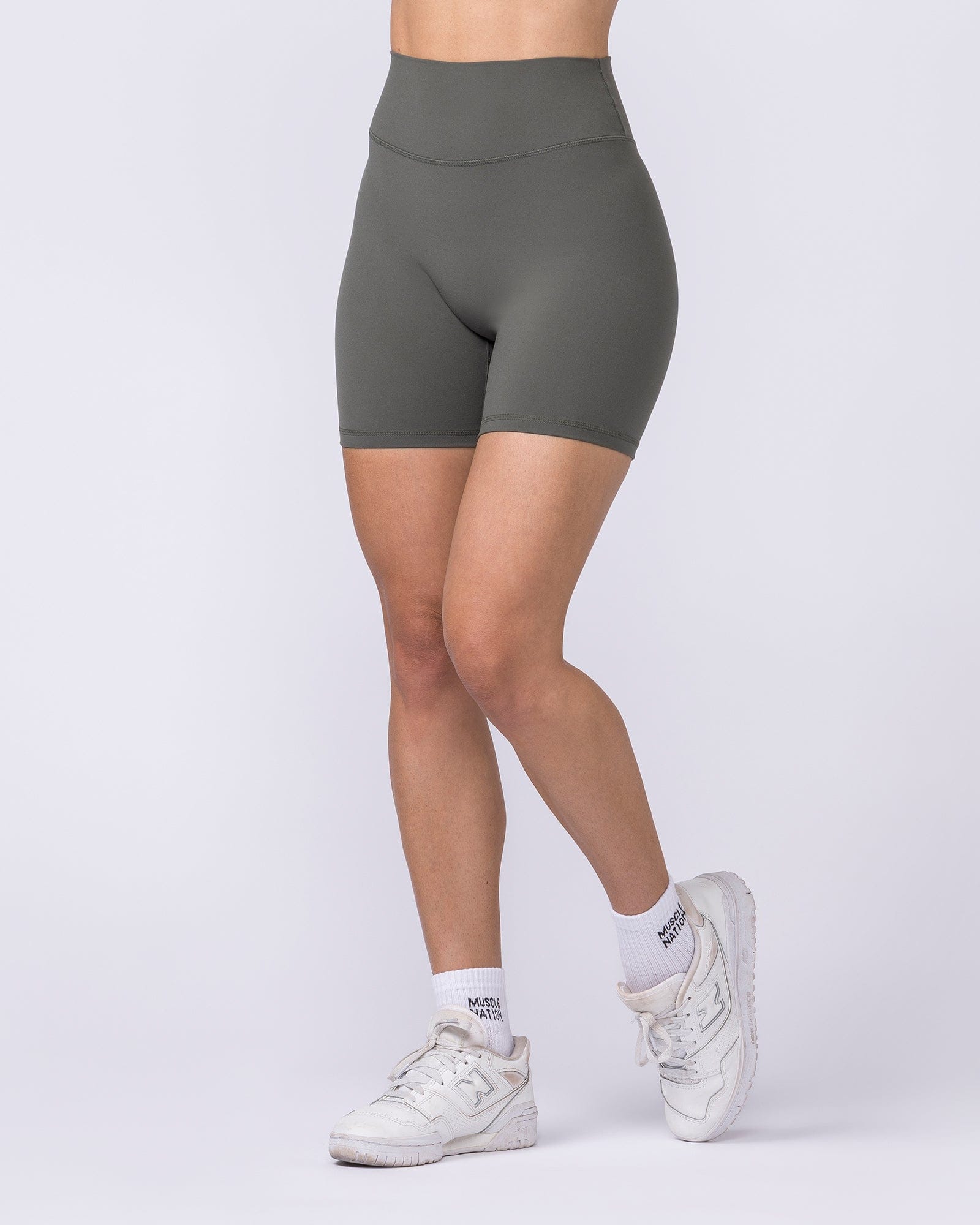 Liberty High Rise Bike Shorts Eucalyptus - Muscle Nation women's bike shorts, view 2