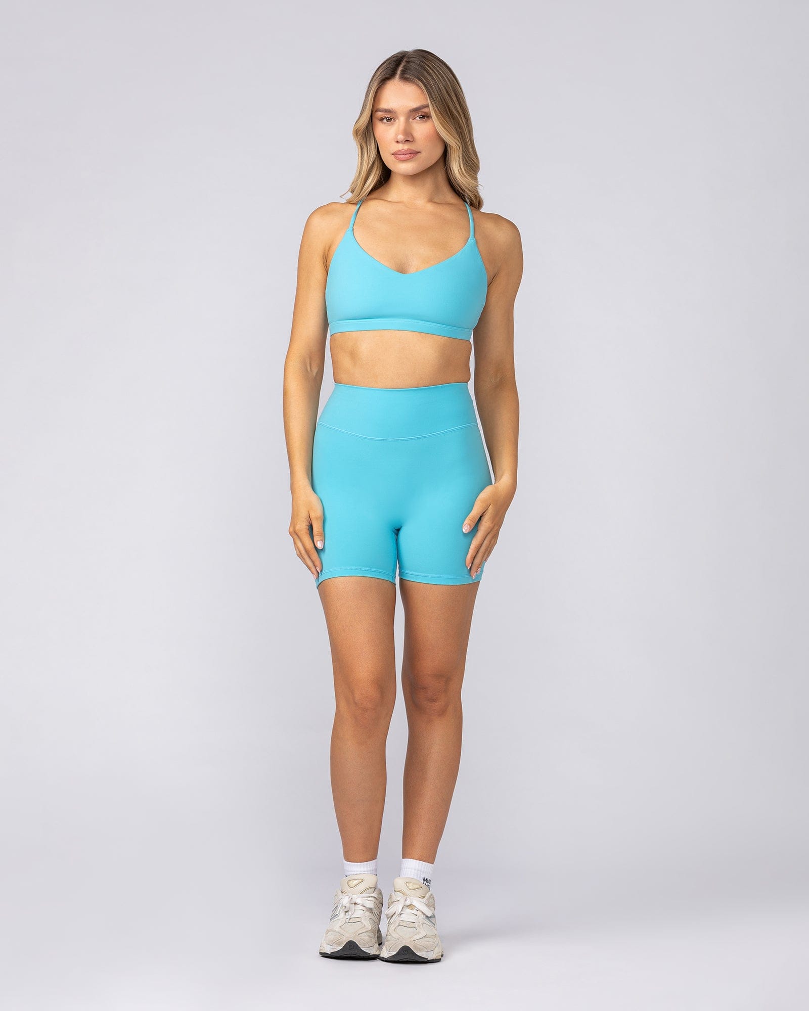 Liberty High Rise Bike Shorts Oasis Blue - Muscle Nation women's bike shorts, view 6
